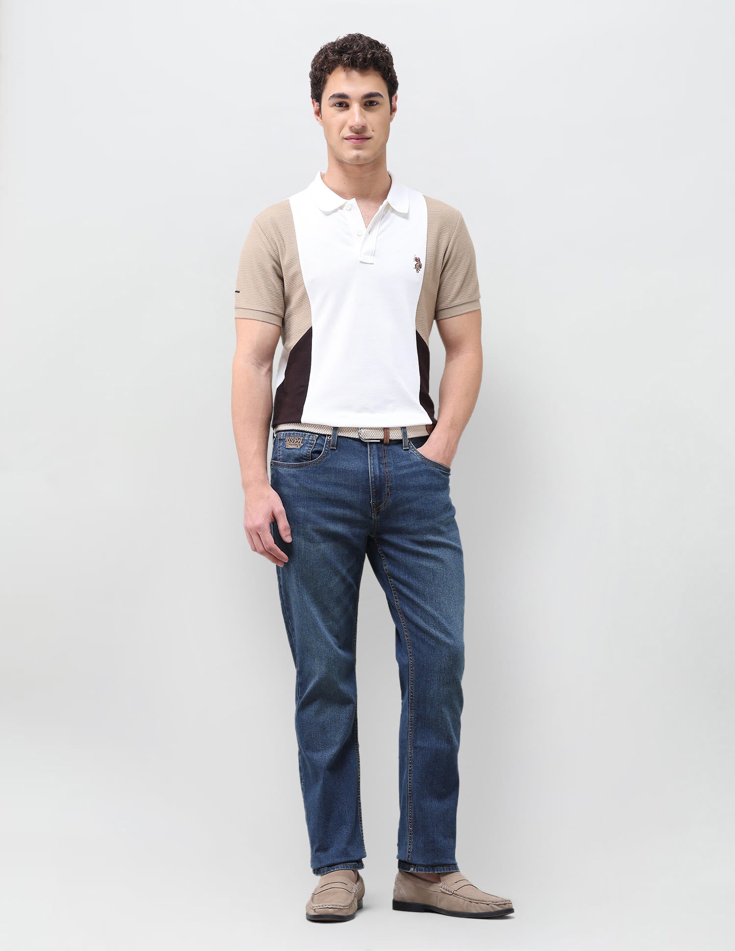 Solid Slim Straight Fit Jeans Blue - U.S. Polo Assn. India | Large