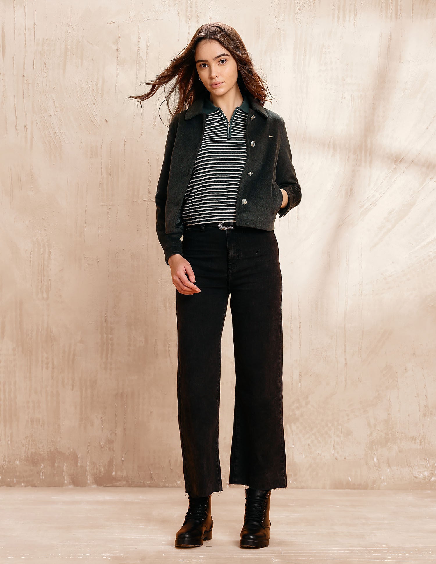 Textured Cropped Regular Fit Jacket Grey - U.S. POLO ASSN. | Large