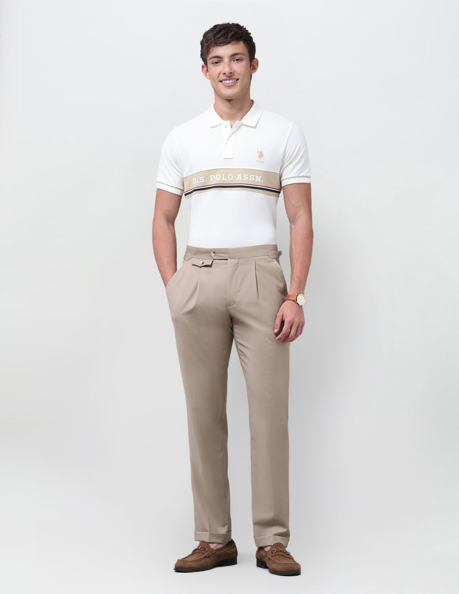 Brand Printed Regular Fit Polo Shirt Off White - U.S. Polo Assn. India | Large
