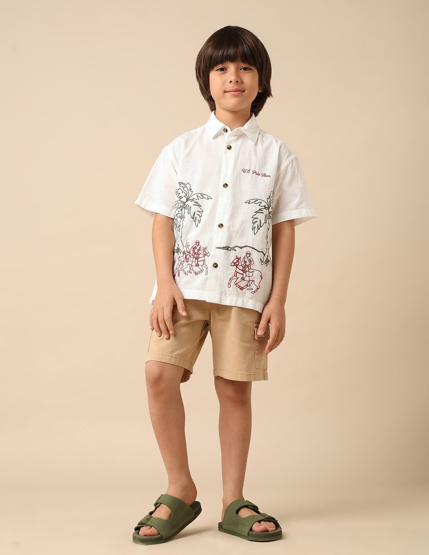 Boys Embroidered Pure Cotton Shirt White - U.S. POLO ASSN. | Large
