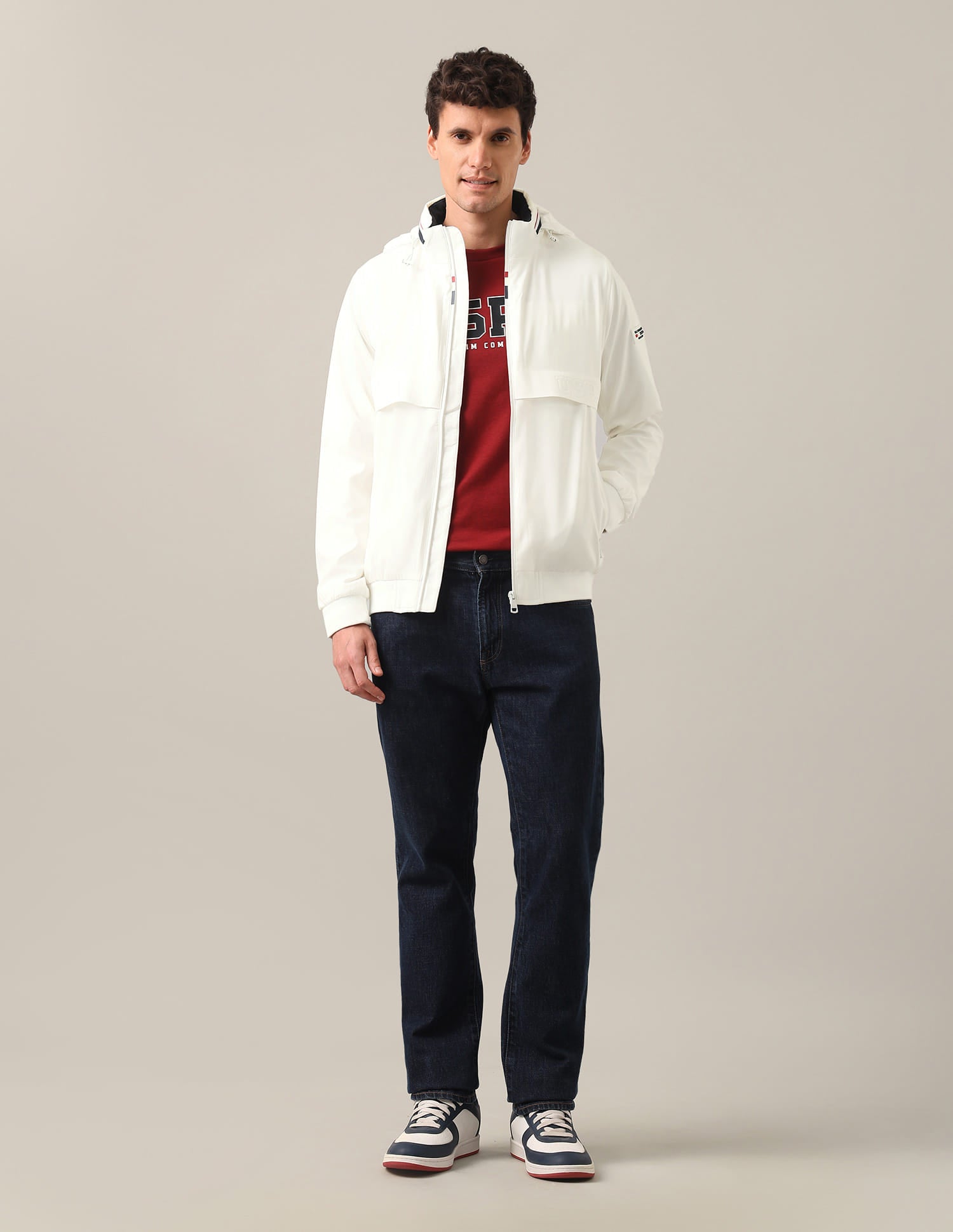 Detachable Hood Packable Jacket White - U.S. Polo Assn. India | Large