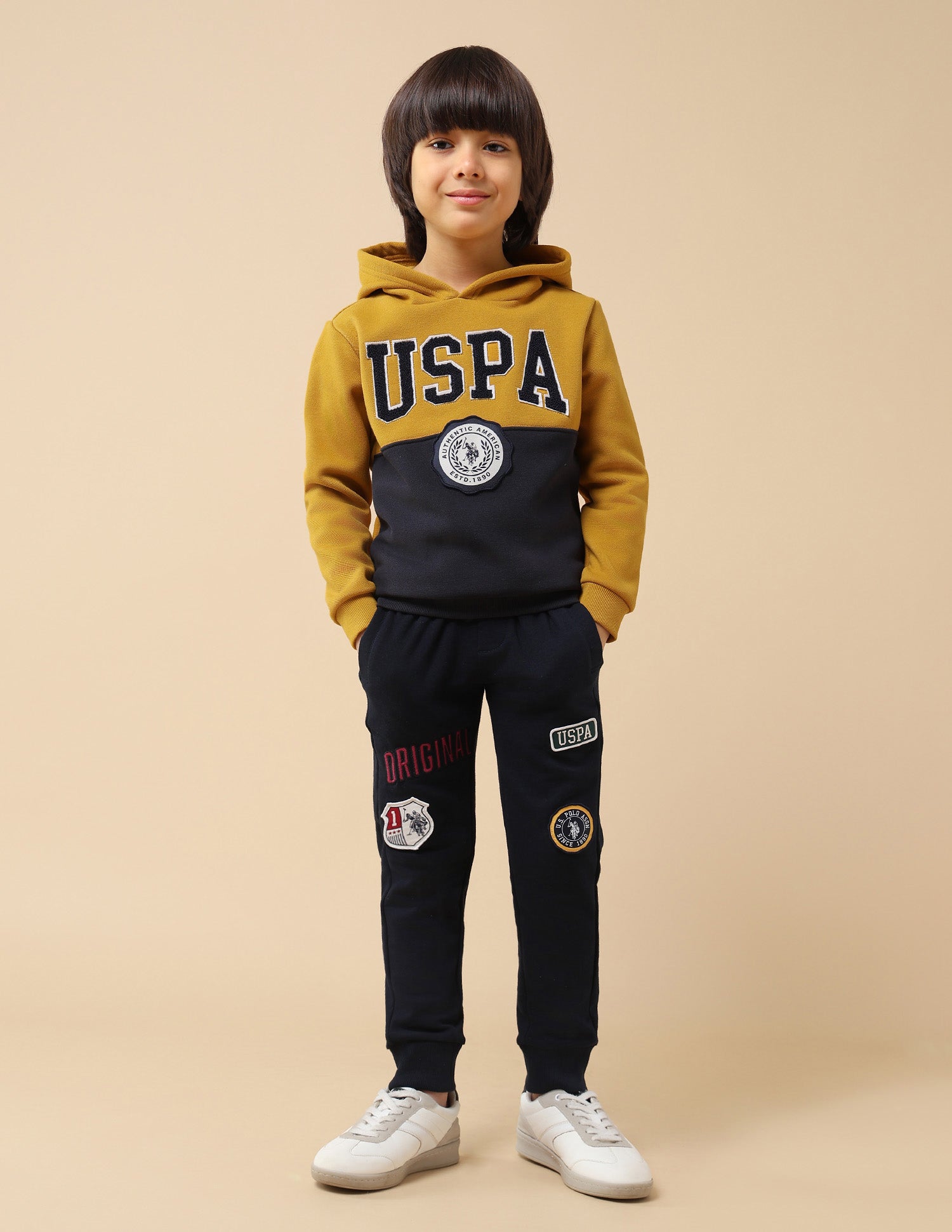 Boys Brand Appliqued Regular Fit Sweatshirt Yellow - U.S. POLO ASSN. | Large