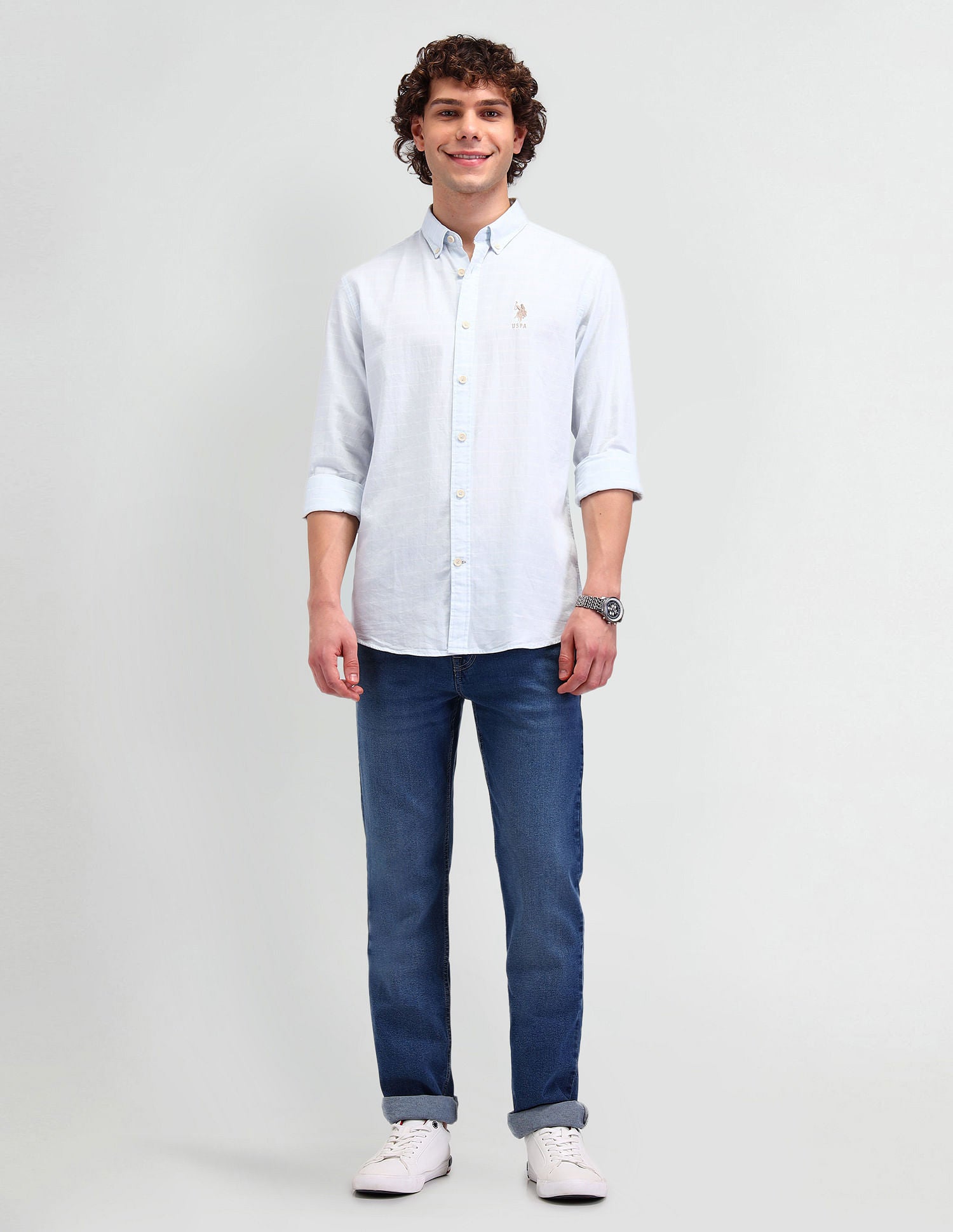 Slim Fit Button Down Shirt Lt. Blue - U.S. Polo Assn. India | Large