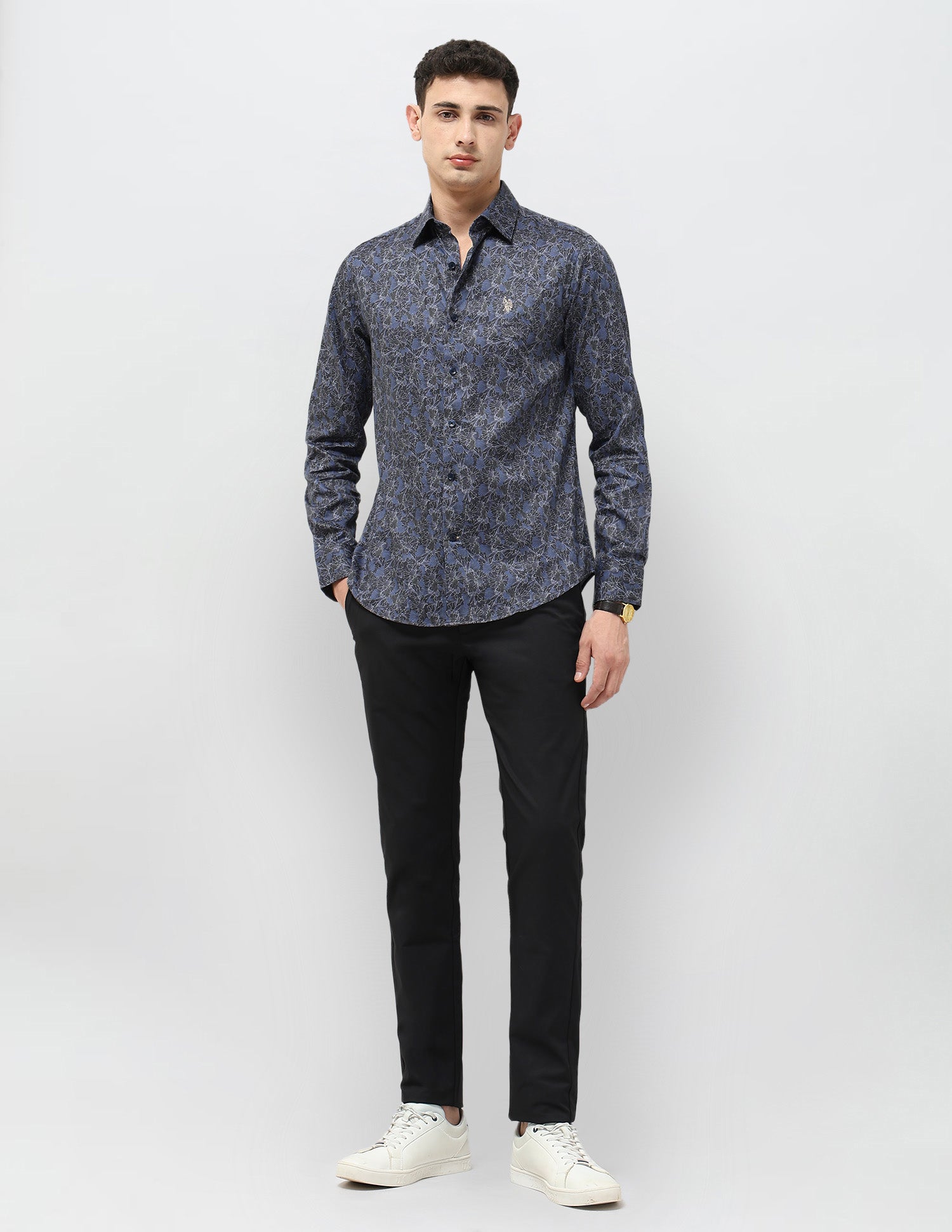 Satin Floral Printed Shirt Navy - U.S. POLO ASSN. | Large