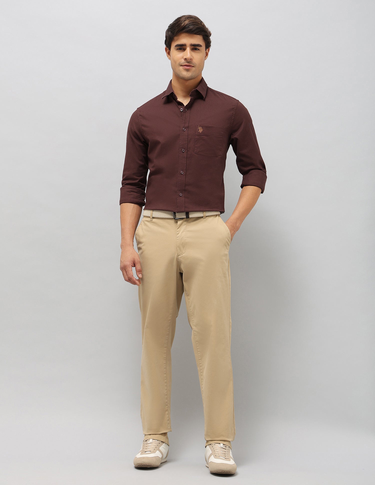 Tailored Fit Oxford Shirt Choco - U.S. Polo Assn. India | Large