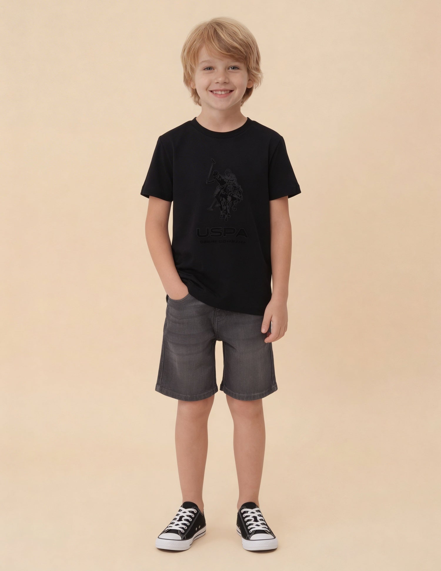 Brand Printed Regular Fit T-Shirt Black - U.S. Polo Assn. India | Large