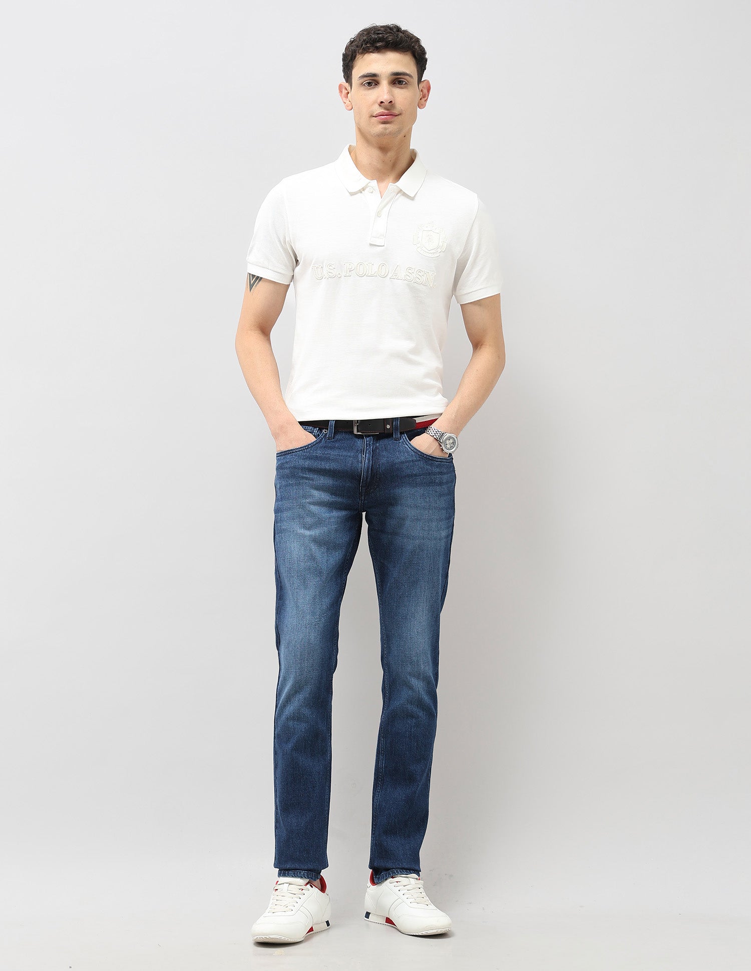 Brandon Slim Tapered Fit Whiskered Jeans Indigo - U.S. POLO ASSN. | Large