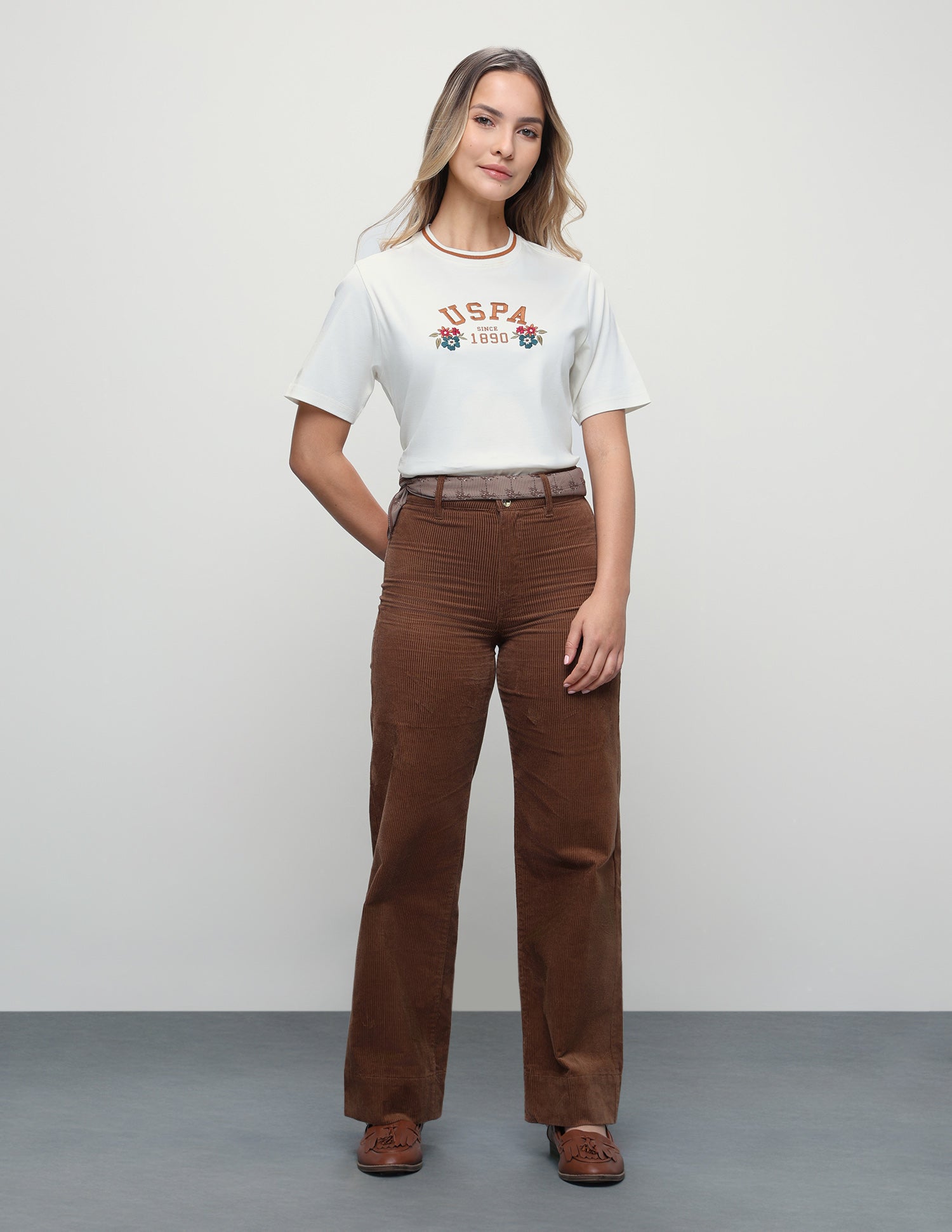 Brand Embroidered Boxy Fit T-Shirt Off White - U.S. Polo Assn. India | Large