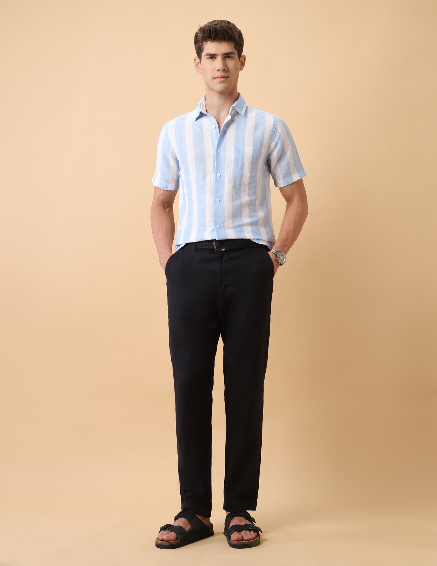 Pacho X Vertical Striped Regular Fit Shirt Blue - U.S. Polo Assn. India | Large