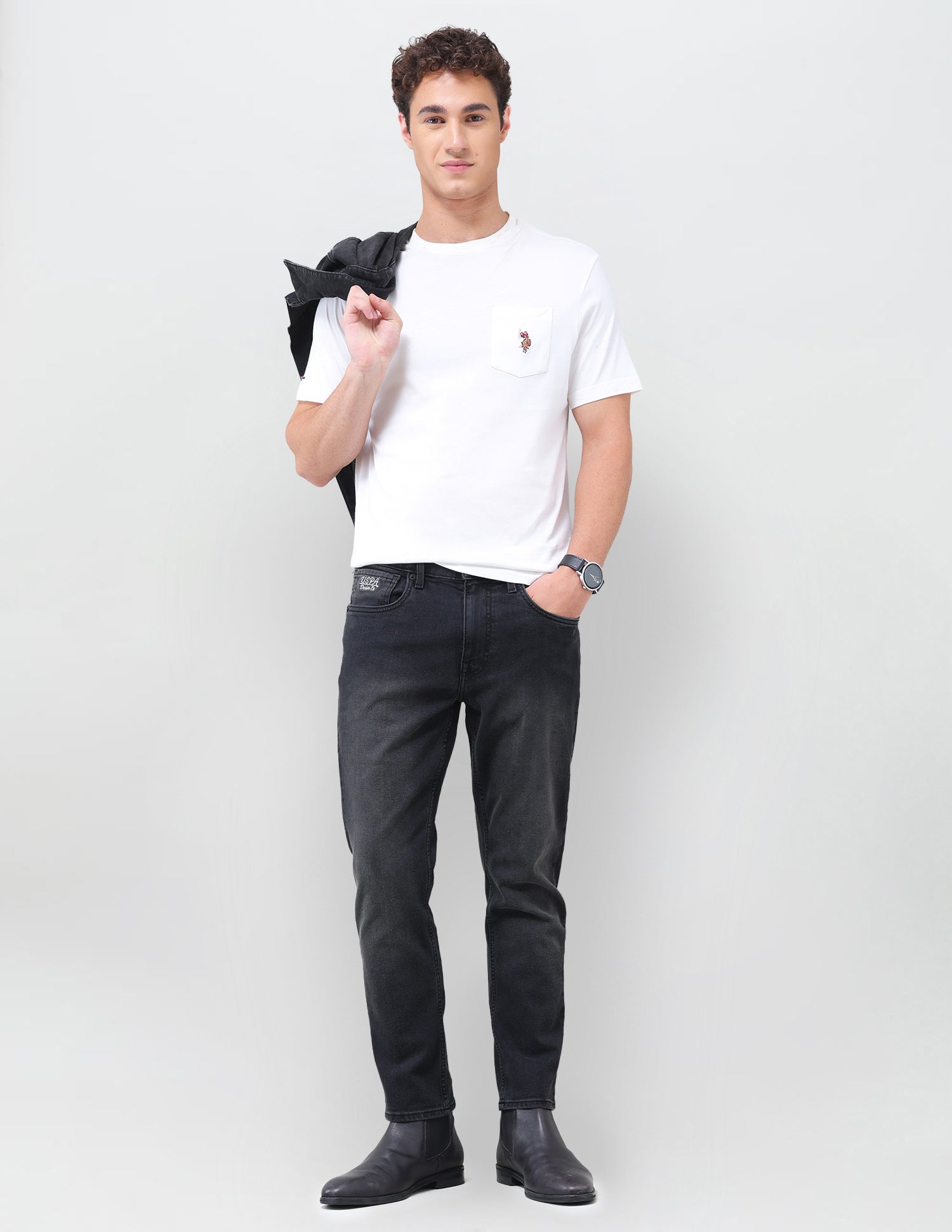 Cole Comfort Cropped Fit Black Jeans Black - U.S. Polo Assn. India | Large