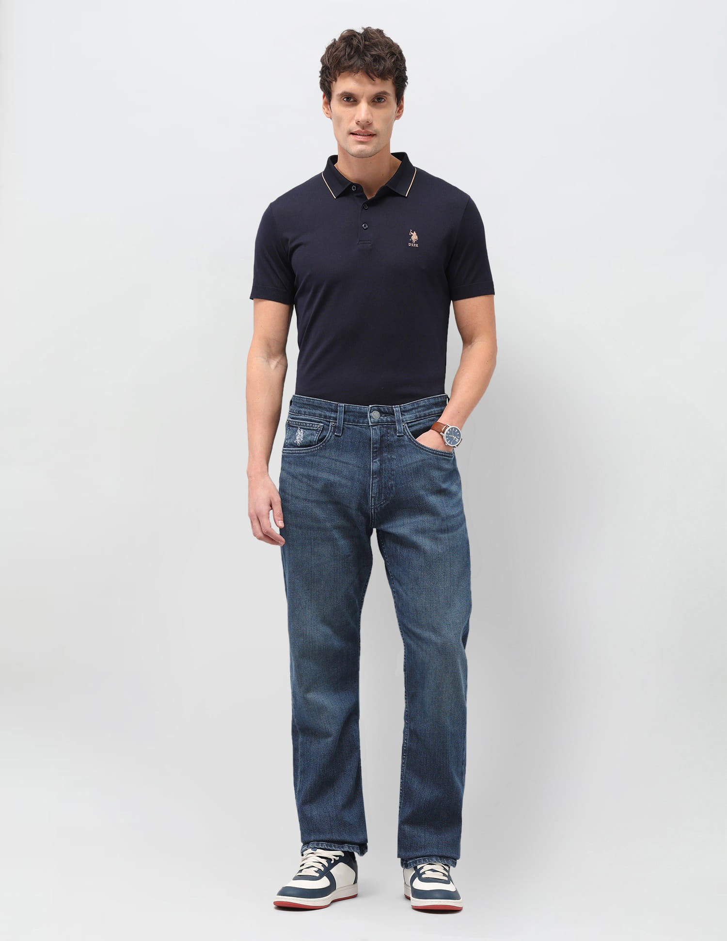 Solid Connor Fit Jeans Blue - U.S. Polo Assn. India | Large
