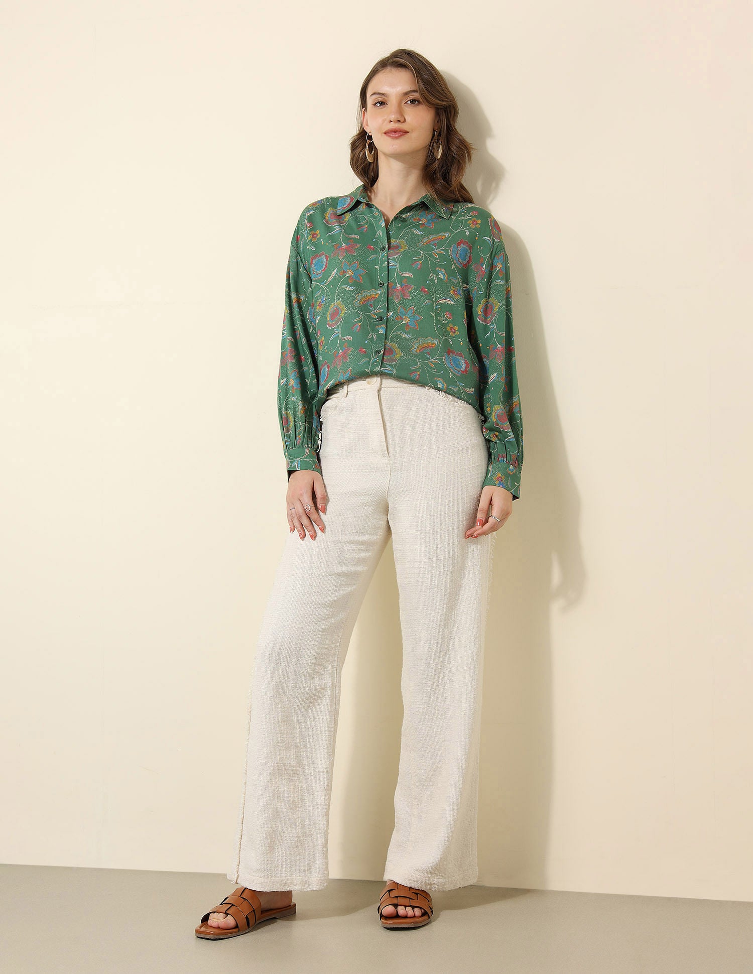 Floral Printed Regular Fit Shirt Green - U.S. POLO ASSN. | Large