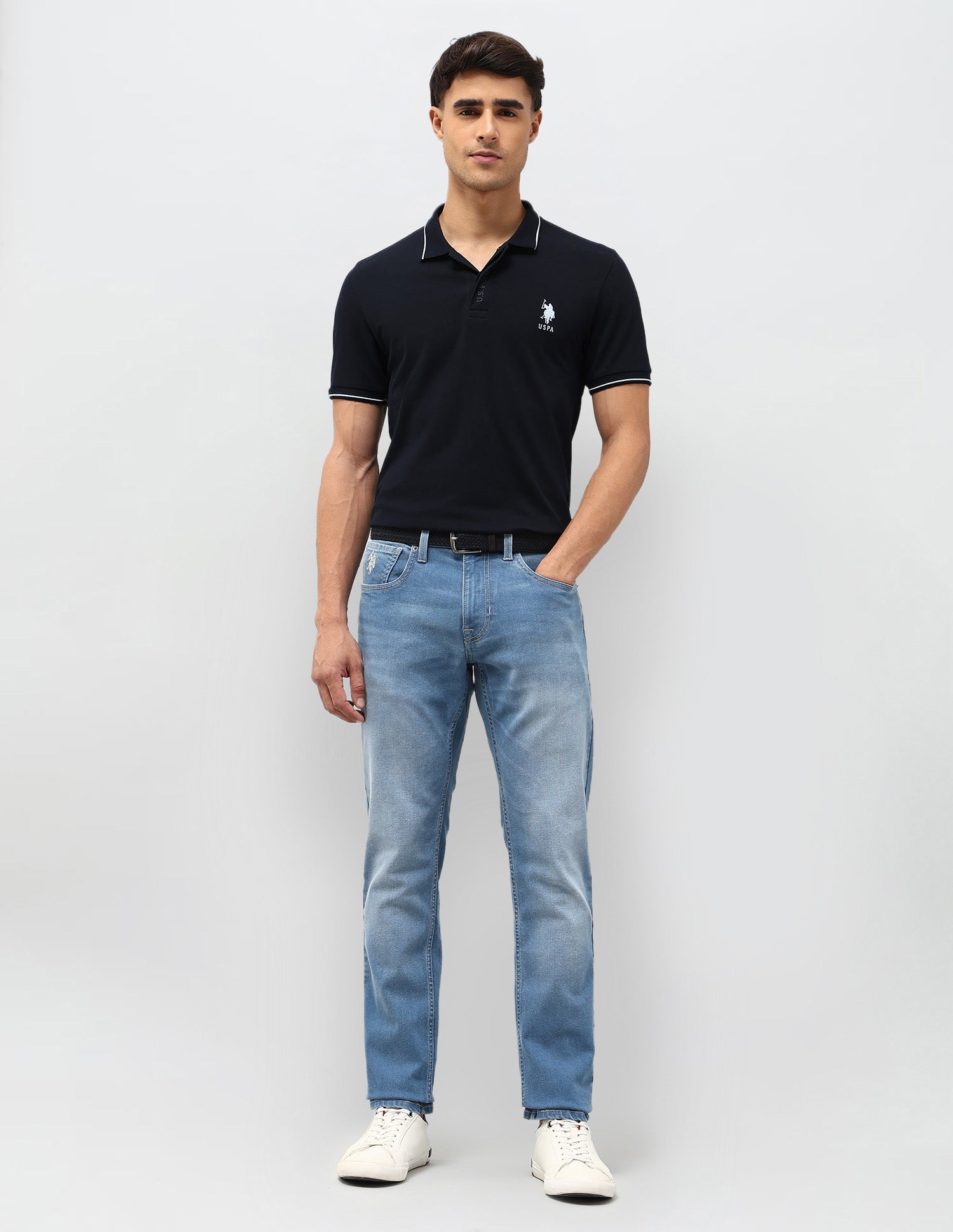 Brandon Slim Tapered Fit Blue Jeans Indigo - U.S. POLO ASSN. | Large