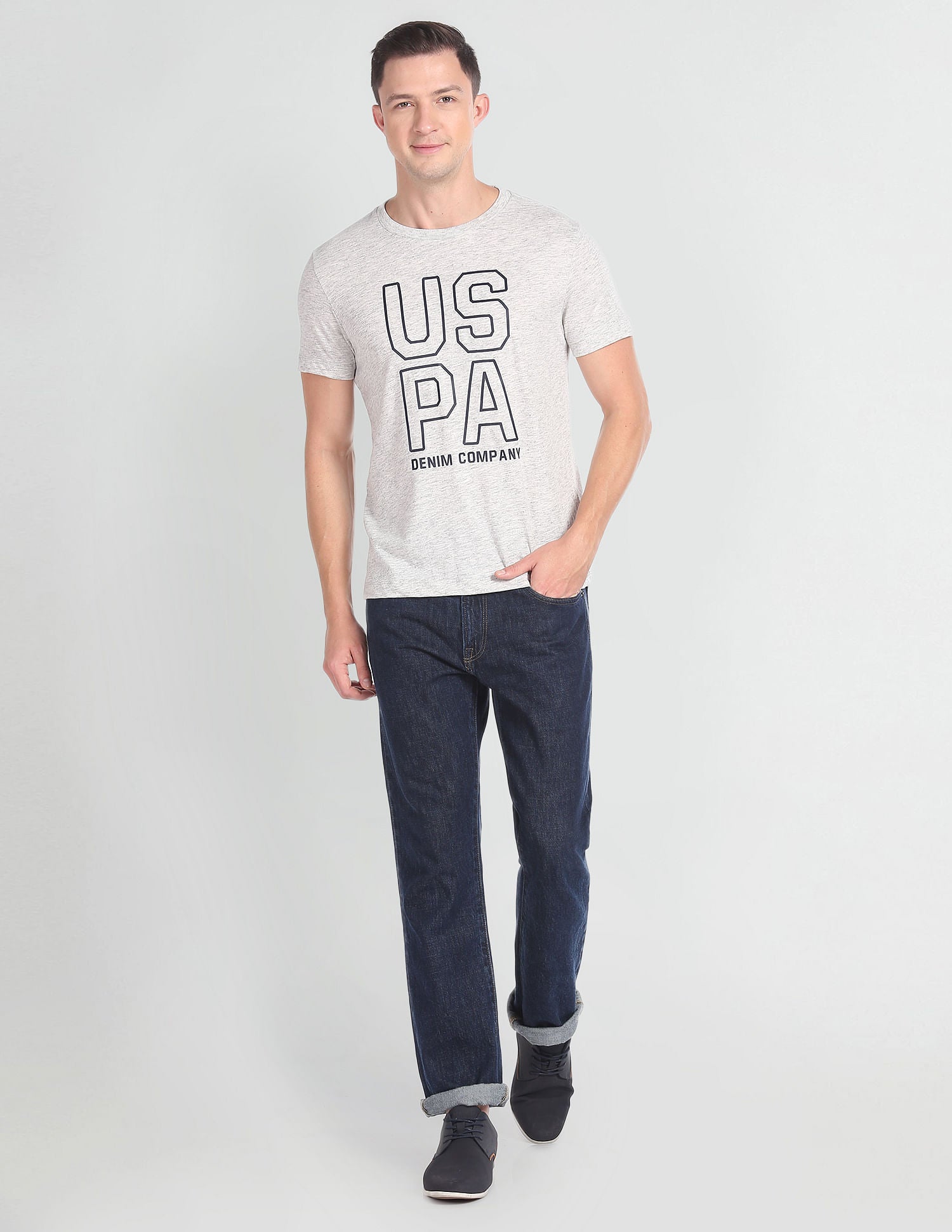 Brand Print Heathered T-Shirt Grey - U.S. POLO ASSN. | Large