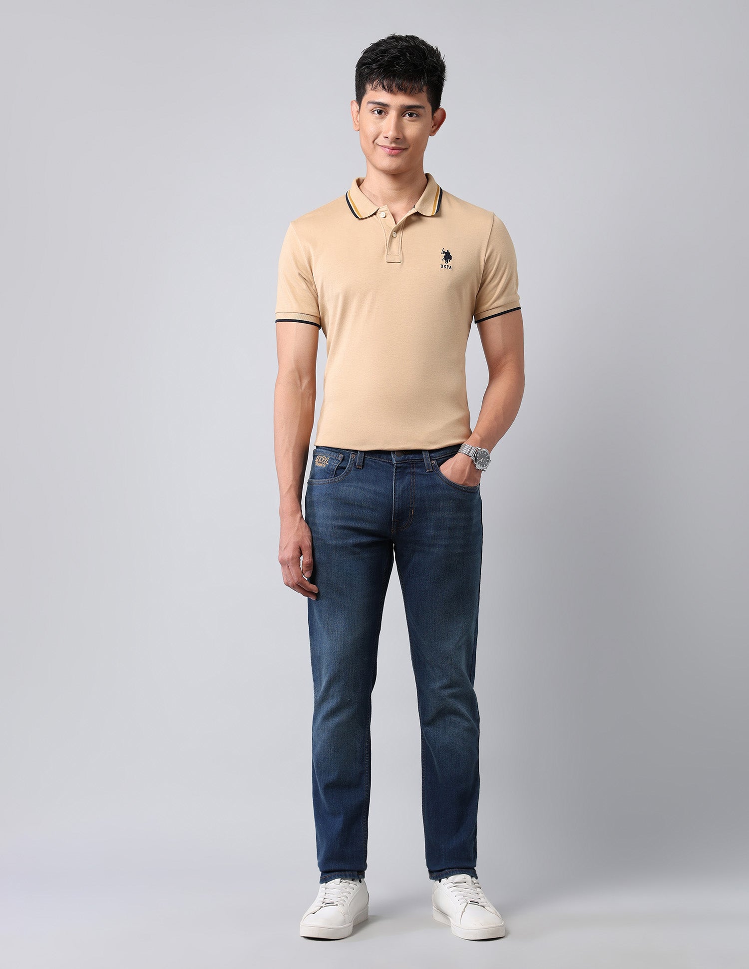 Brandon Slim Tapered Fit Blue Jeans Med Blue - U.S. POLO ASSN. | Large