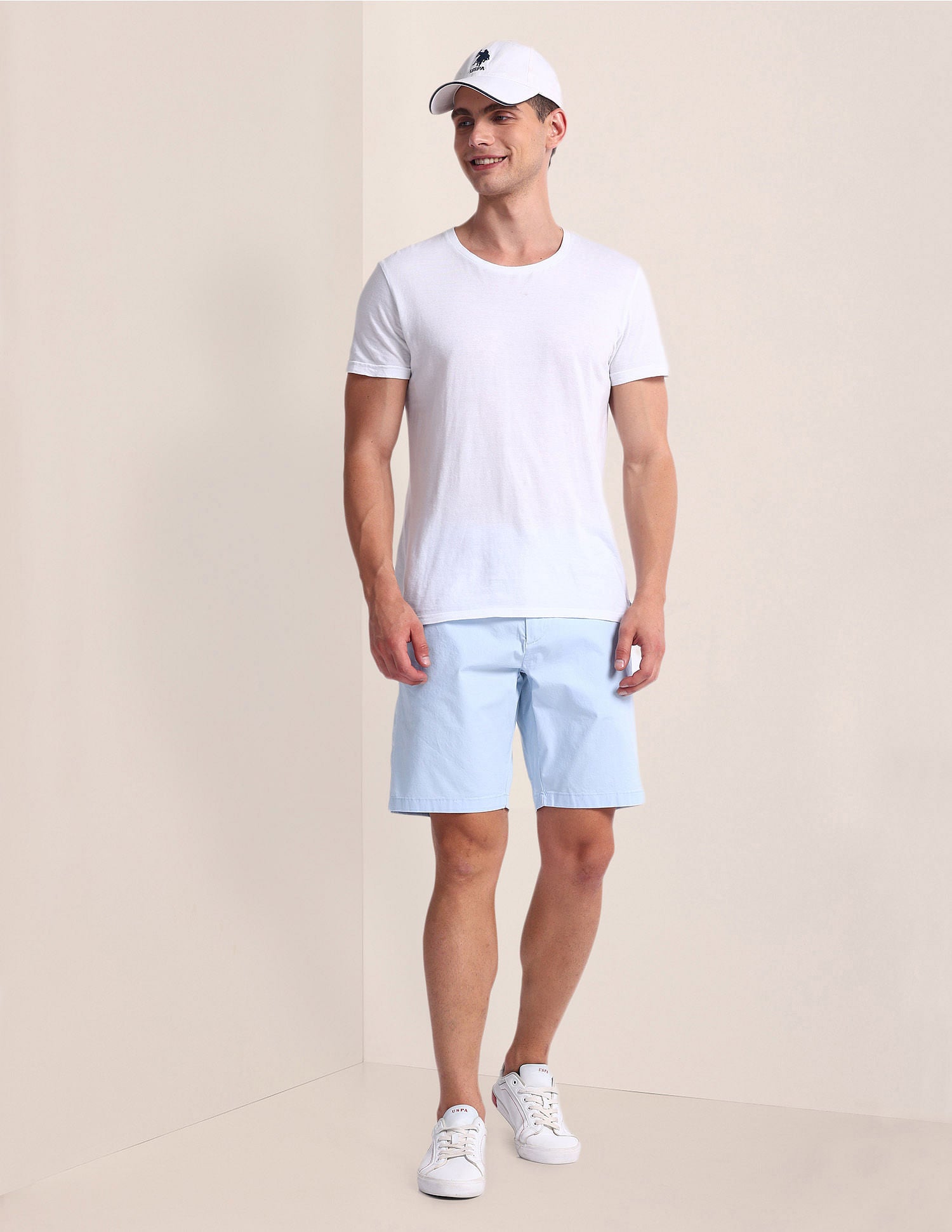 Slim Straight Fit Twill Shorts Blue - U.S. Polo Assn. India | Large