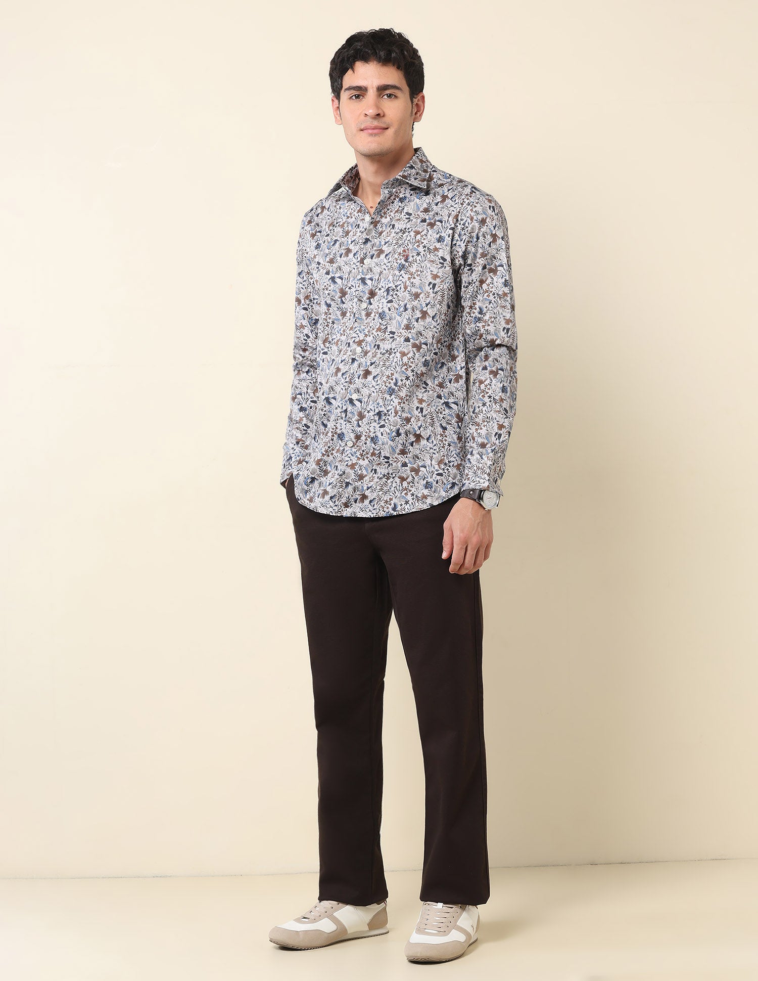 Floral Printed Tailored Fit Shirt Grey - U.S. Polo Assn. India | Large