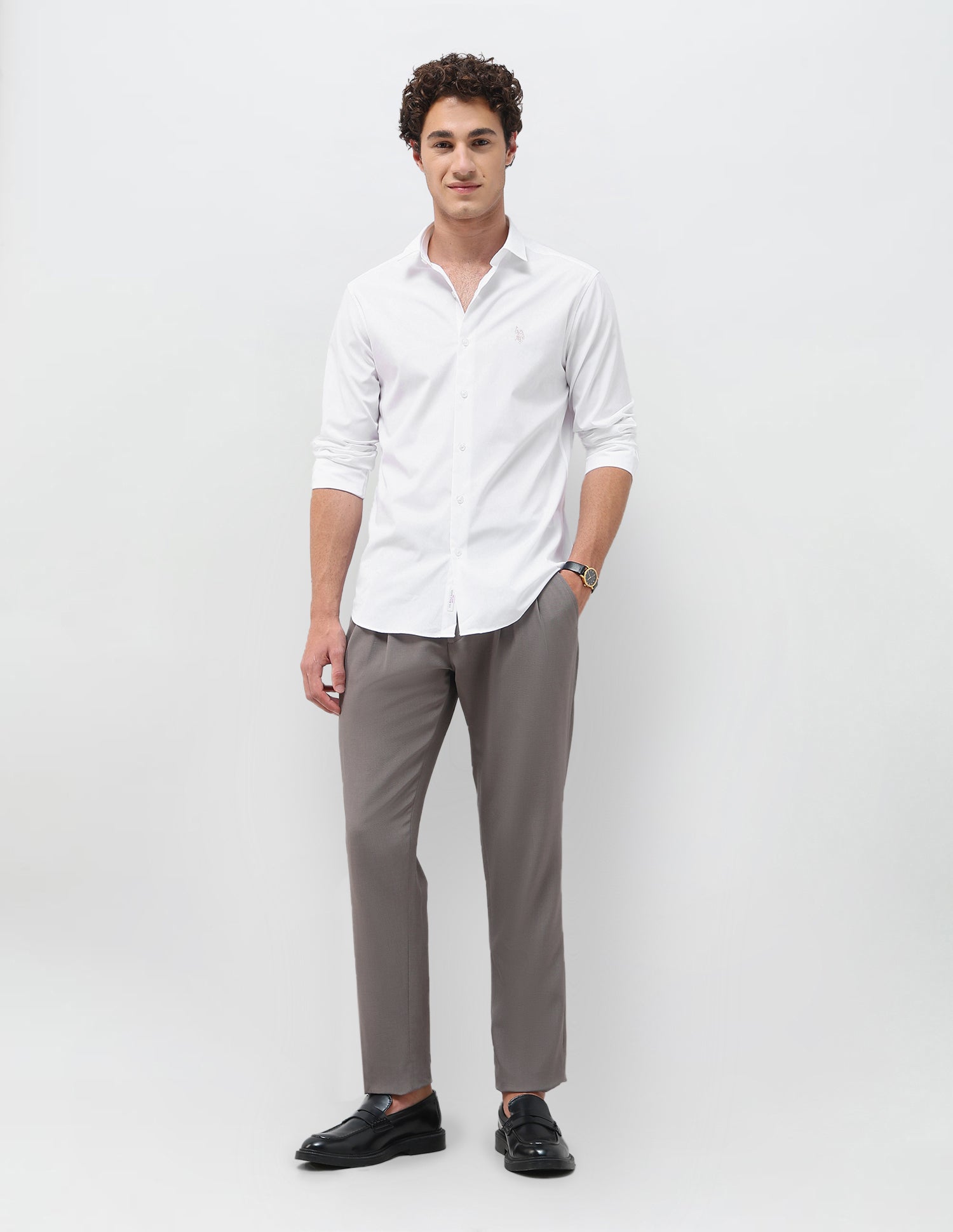 Solid Tailored Fit Shirt White - U.S. Polo Assn. India | Large