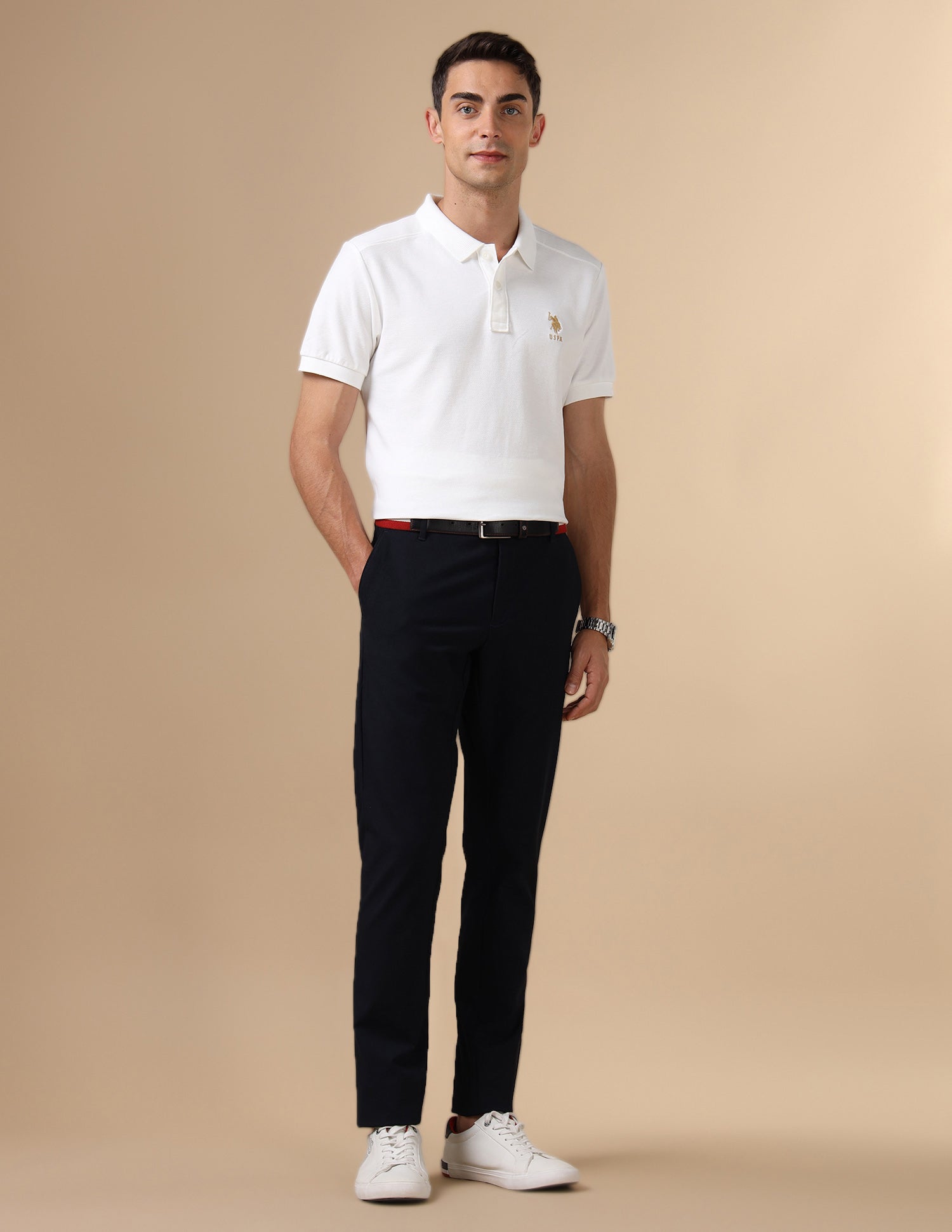 Mid Rise Satin Trousers Navy - U.S. Polo Assn. India | Large