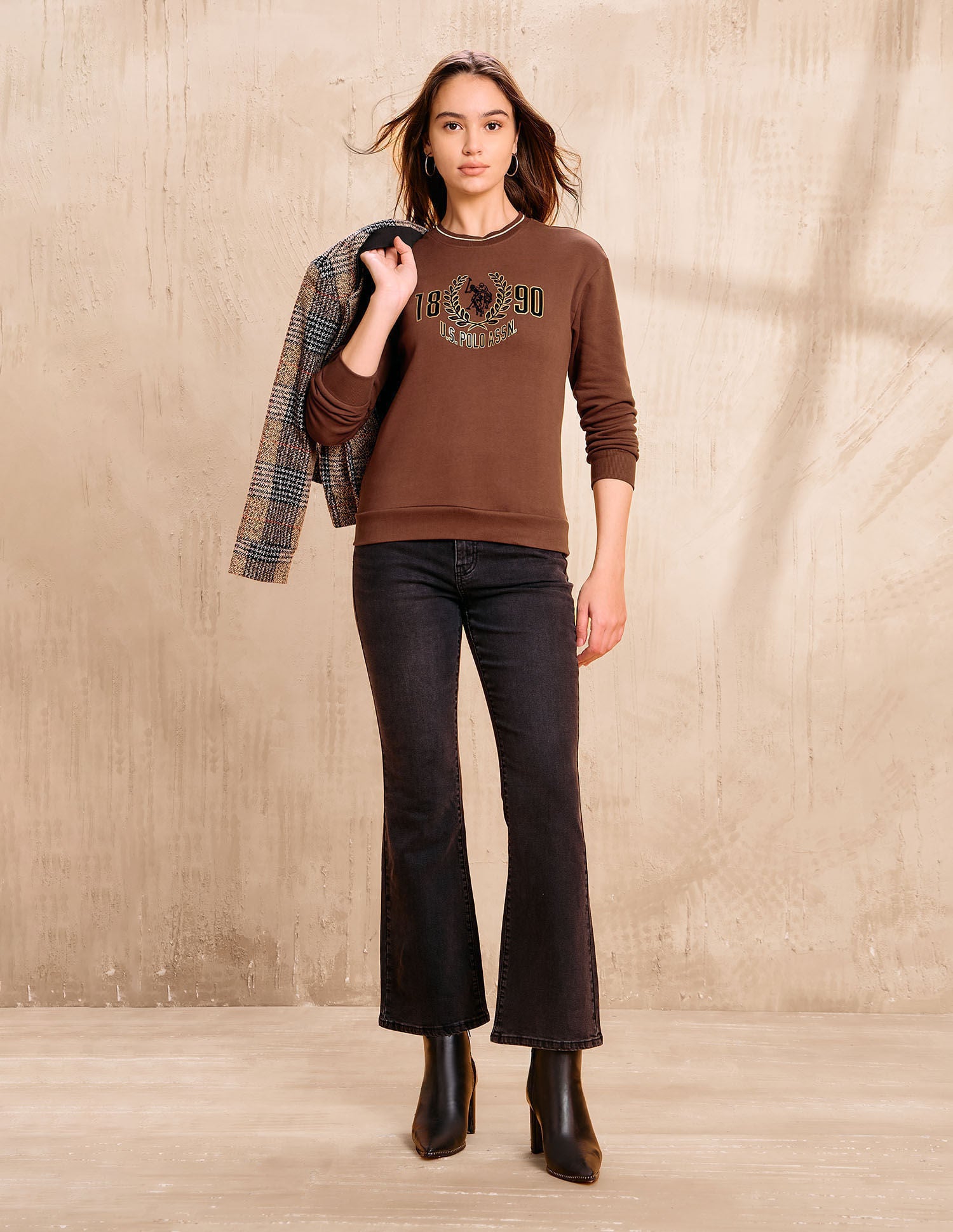 Brand Printed Regular Fit  Sweater Brown - U.S. POLO ASSN. | Large