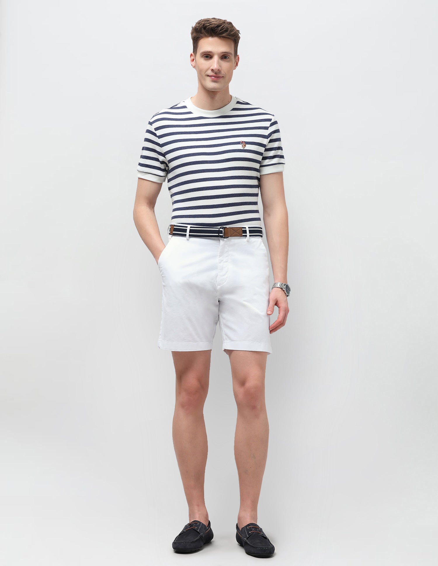 Slim Fit Twill Shorts White - U.S. Polo Assn. India | Large