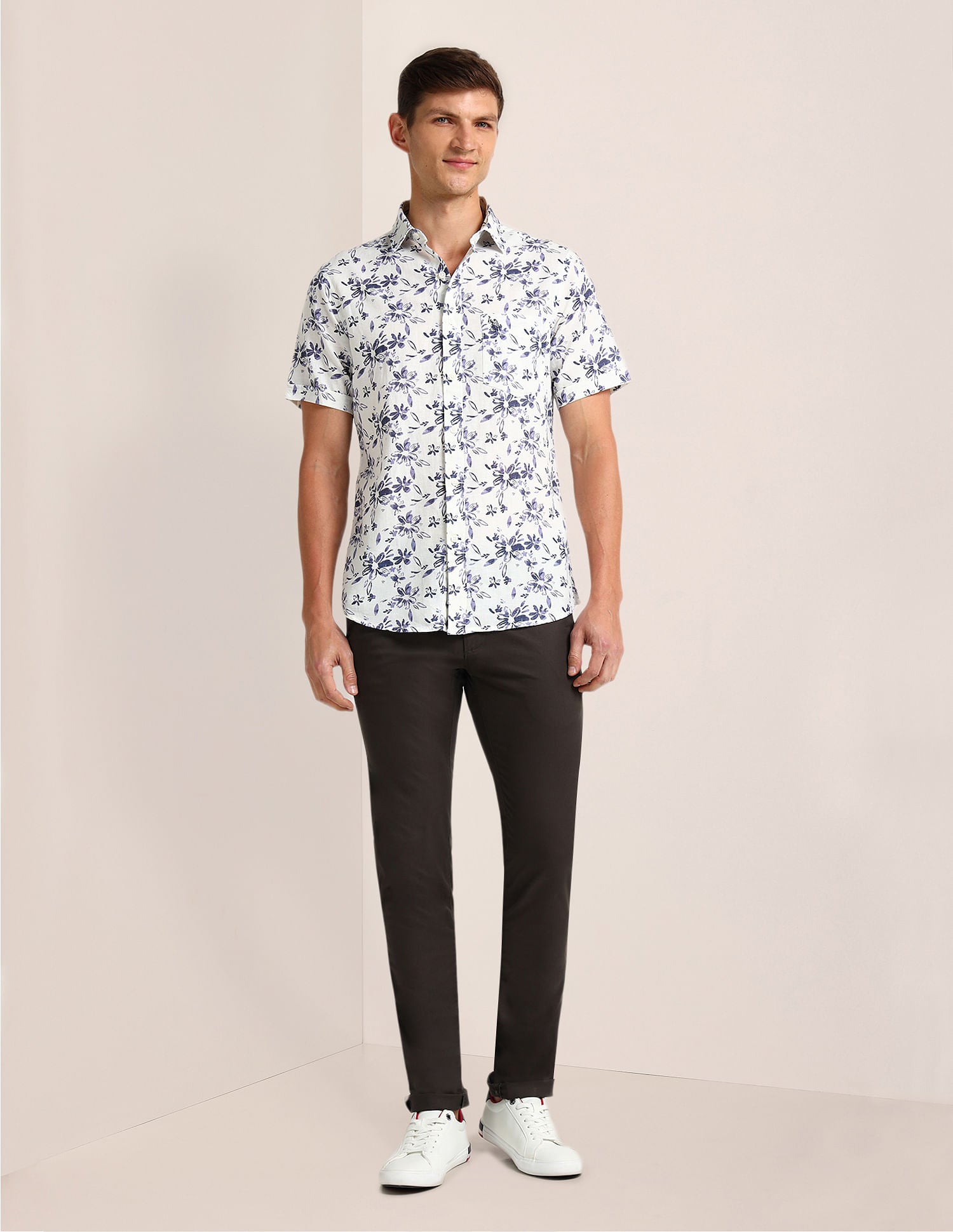 Tailored Fit Floral Shirt White - U.S. Polo Assn. India | Large