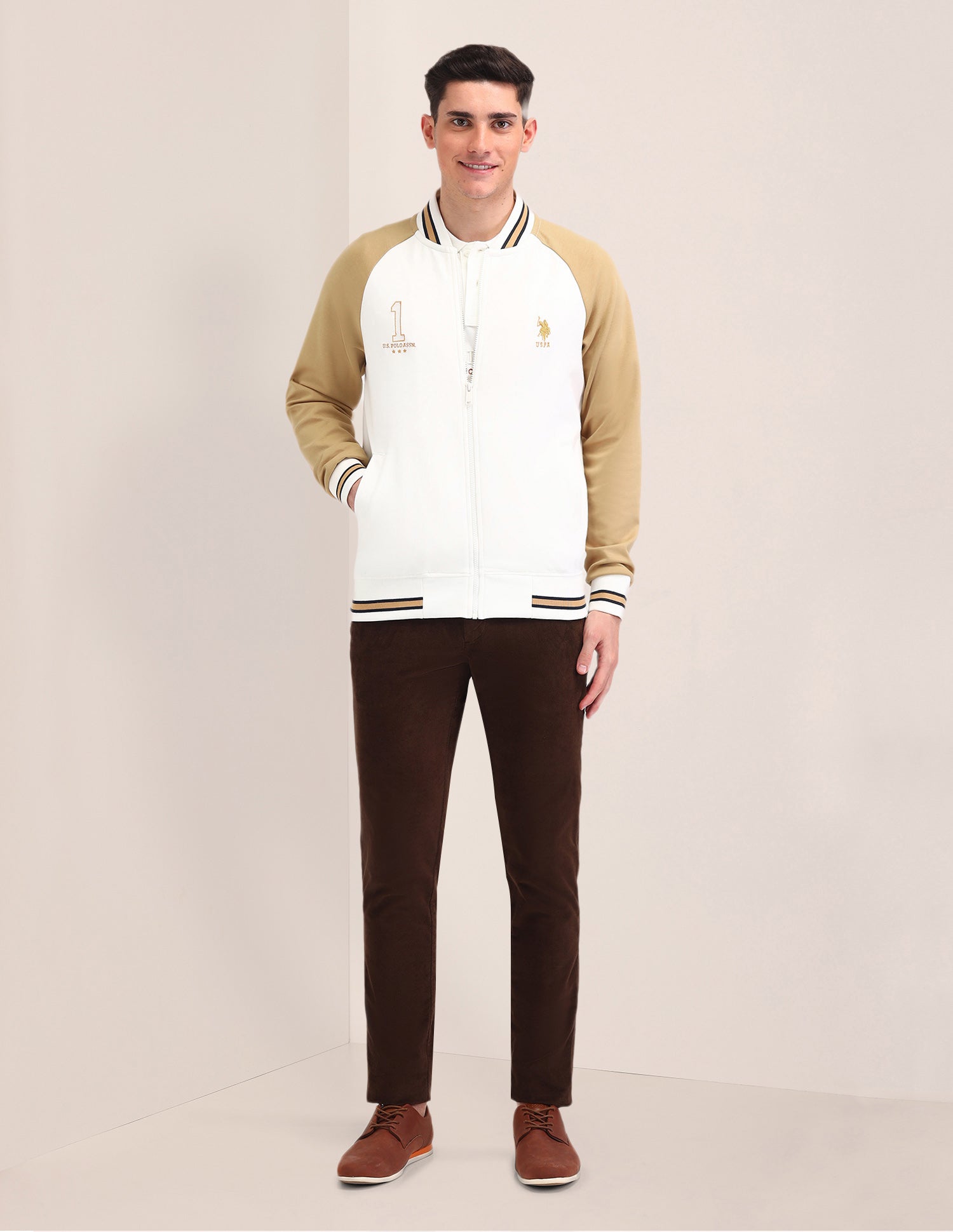 Colour Blocked Regular Fit Sweatshirt White - U.S. POLO ASSN. | Large