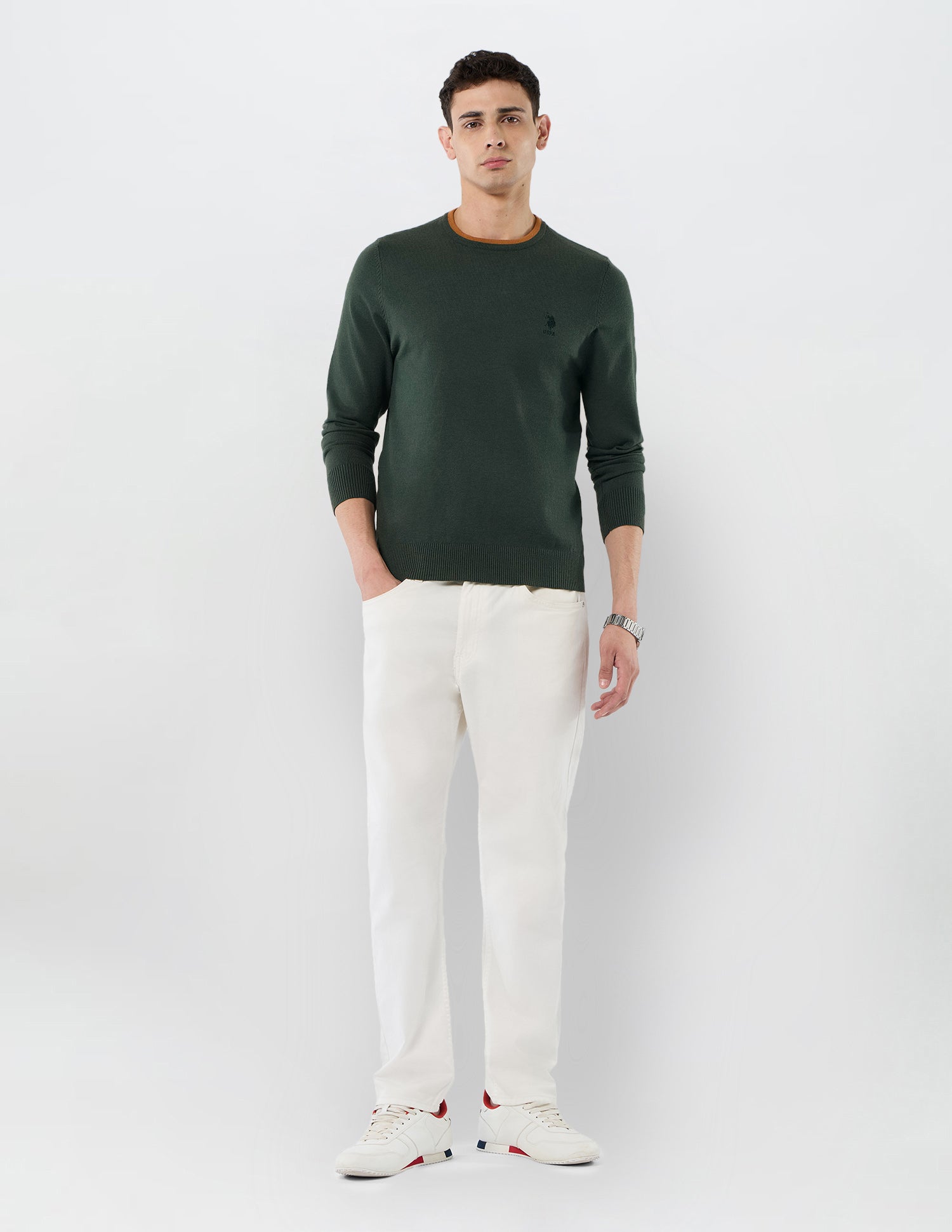 Solid Regular Fit Sweater Green - U.S. POLO ASSN. | Large