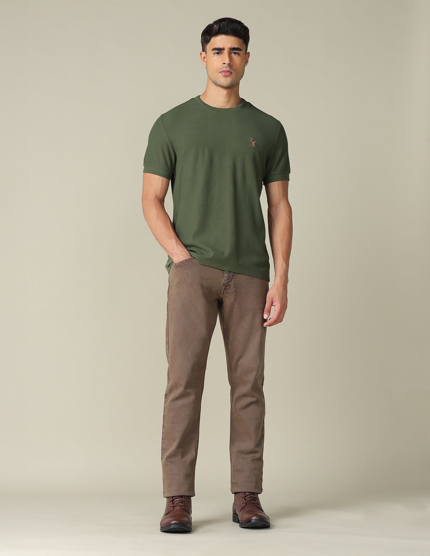 Pure Cotton Muscle Fit T- Shirt Olive - U.S. POLO ASSN. | Large