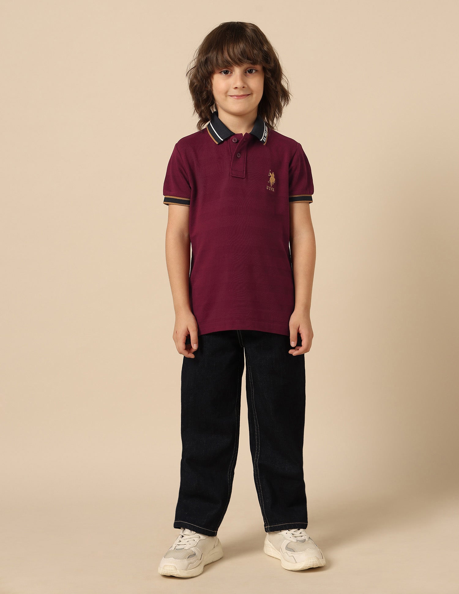 Boys Textured Pure Cotton Polo Shirt Red - U.S. POLO ASSN. | Large