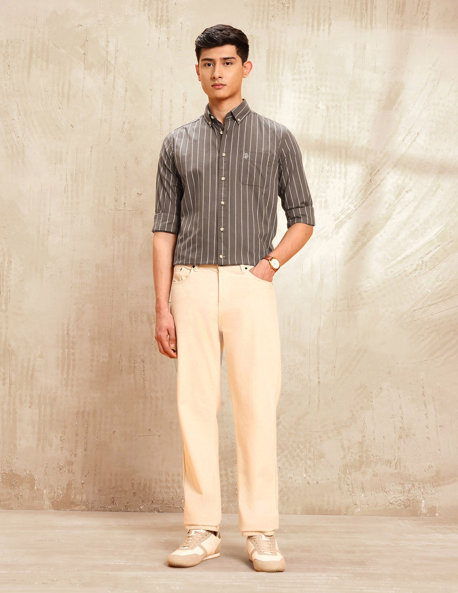 Vertical Striped Regular Fit Shirt Choco - U.S. POLO ASSN. | Large