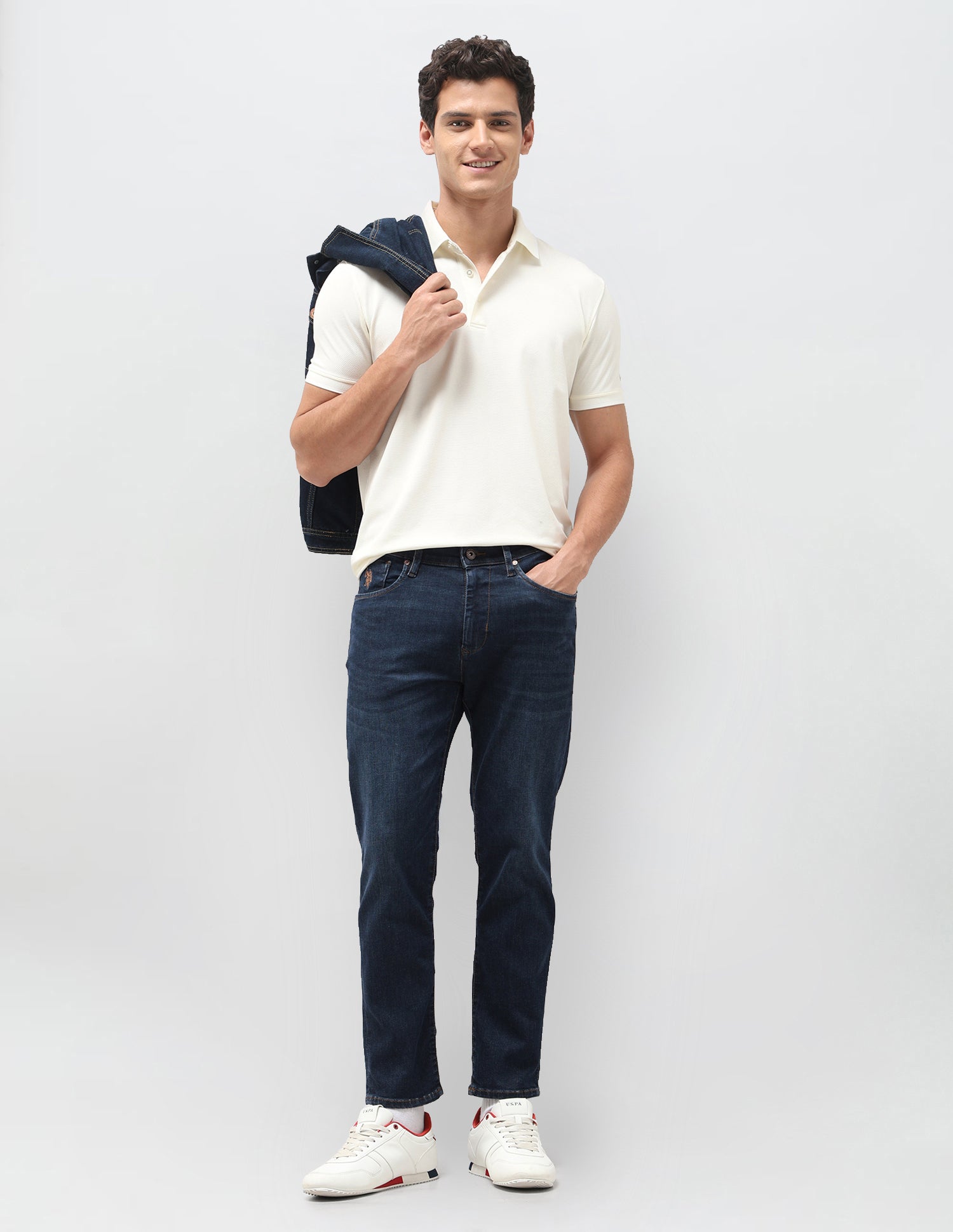 Cole Comfort Cropped Fit Blue Jeans Dark Blue - U.S. Polo Assn. India | Large
