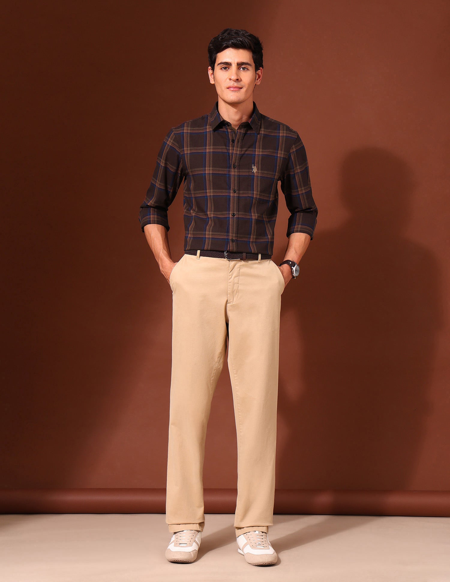 Plaid Checked Pure Cotton Shirt Brown - U.S. Polo Assn. India | Large