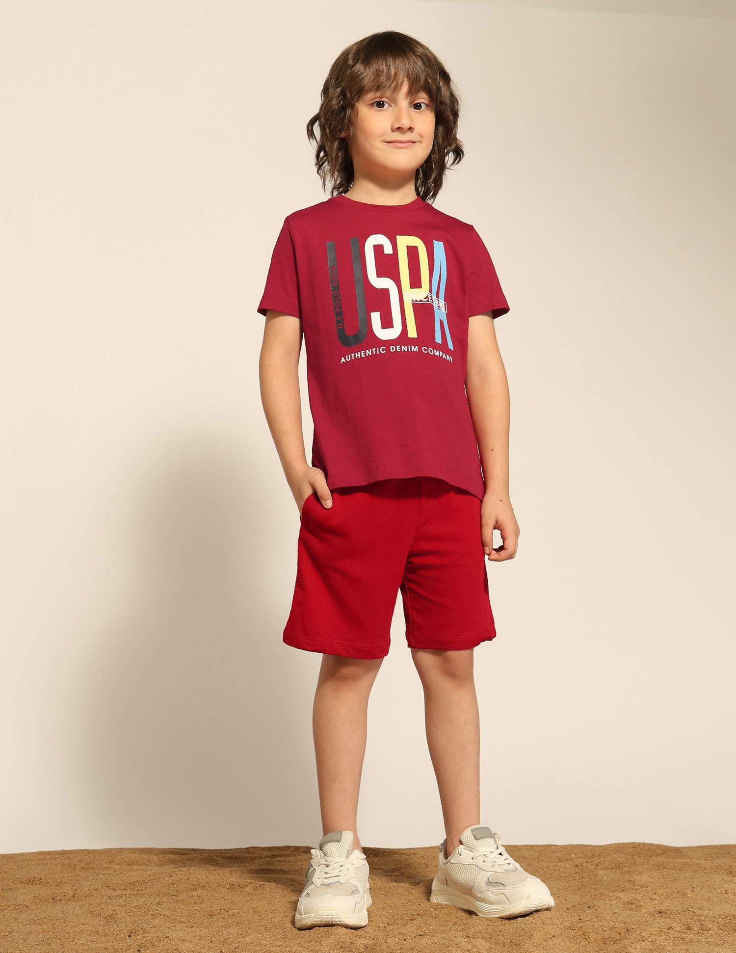 Boys Brand Printed Pure Cotton T-Shirt Red - U.S. POLO ASSN. | Large