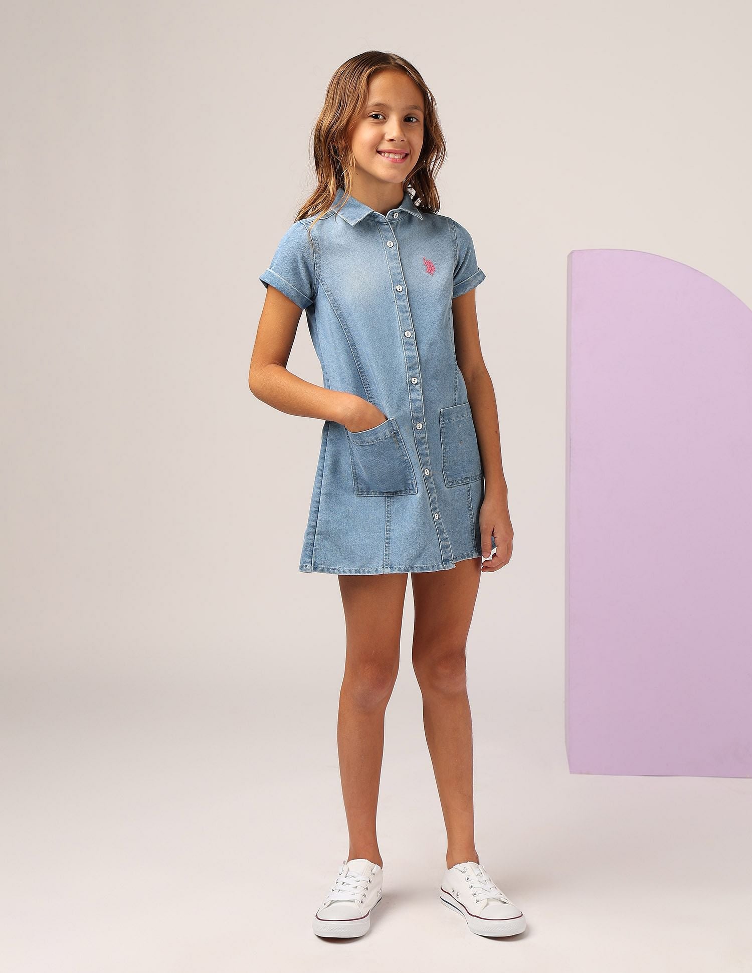 Girls Denim A-line Dress Indigo - U.S. POLO ASSN. | Large