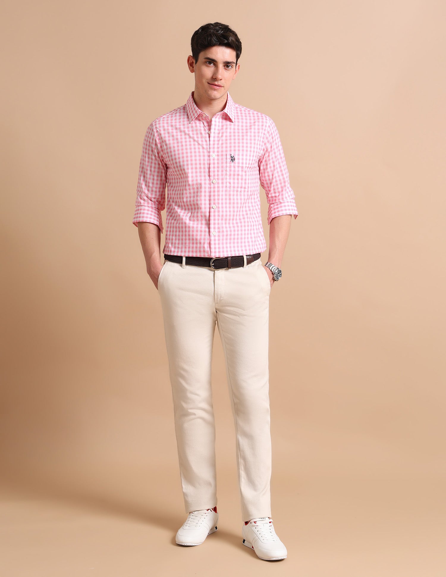 Gingham Twill Shirt Pink - U.S. POLO ASSN. | Large