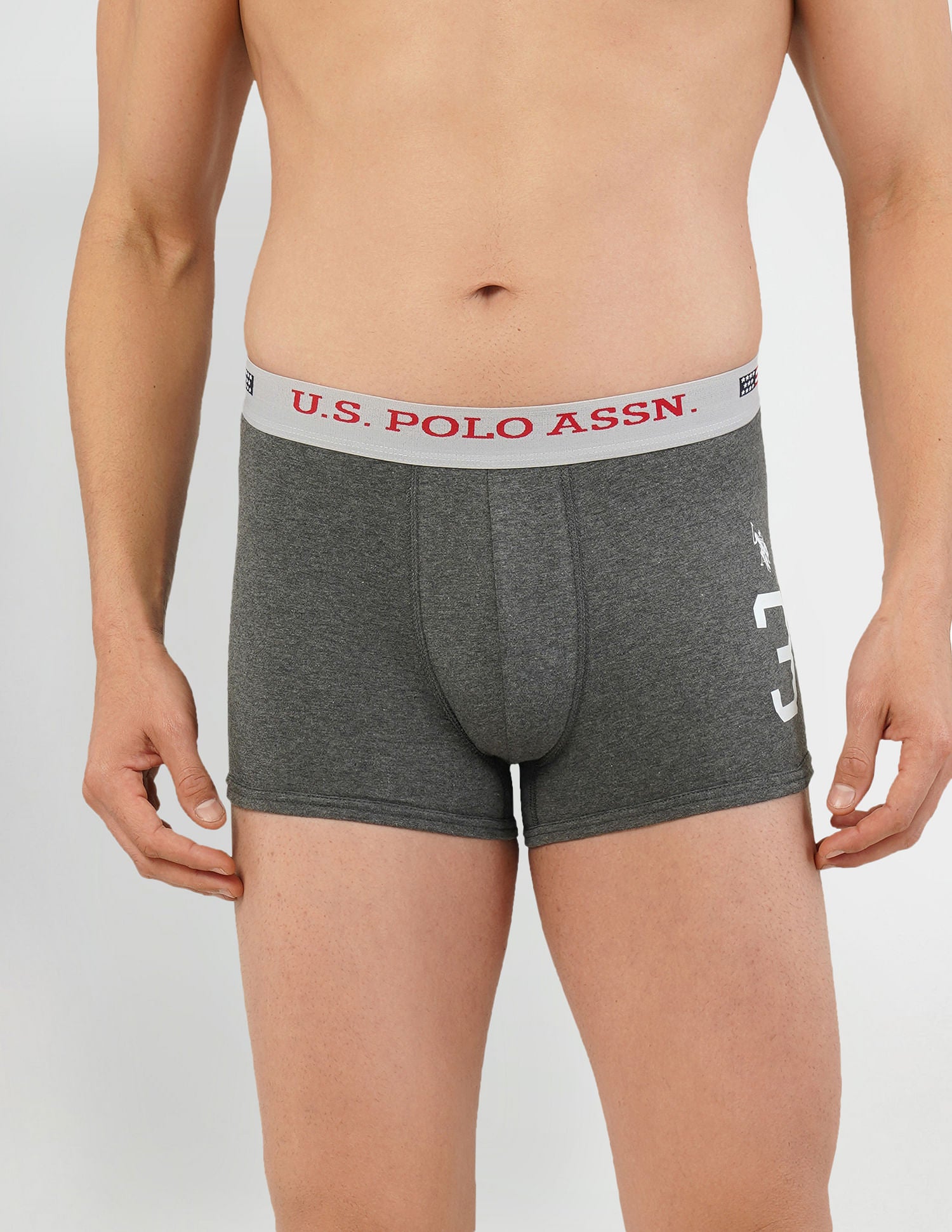 Numeric Print Cotton Spandex I015 Trunks - Pack Of 1 Charcoal - U.S. POLO ASSN. | Large