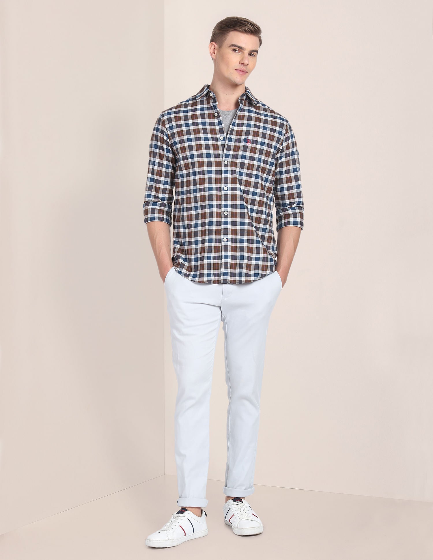 Plaid Check Cotton Shirt Teal - U.S. Polo Assn. India | Large