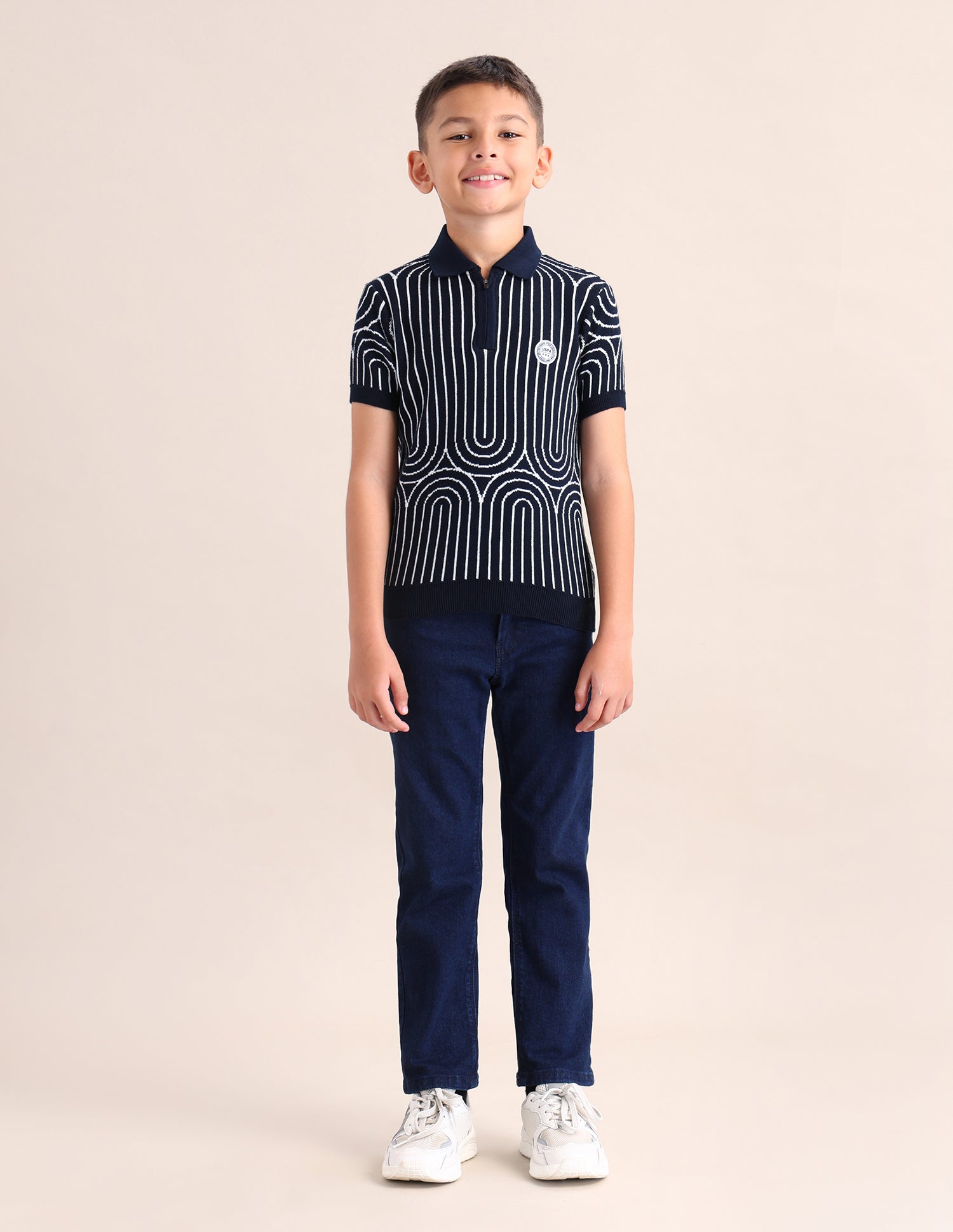 Boys All-Over Printed Regular Fit T-Shirt Navy - U.S. Polo Assn. India | Large