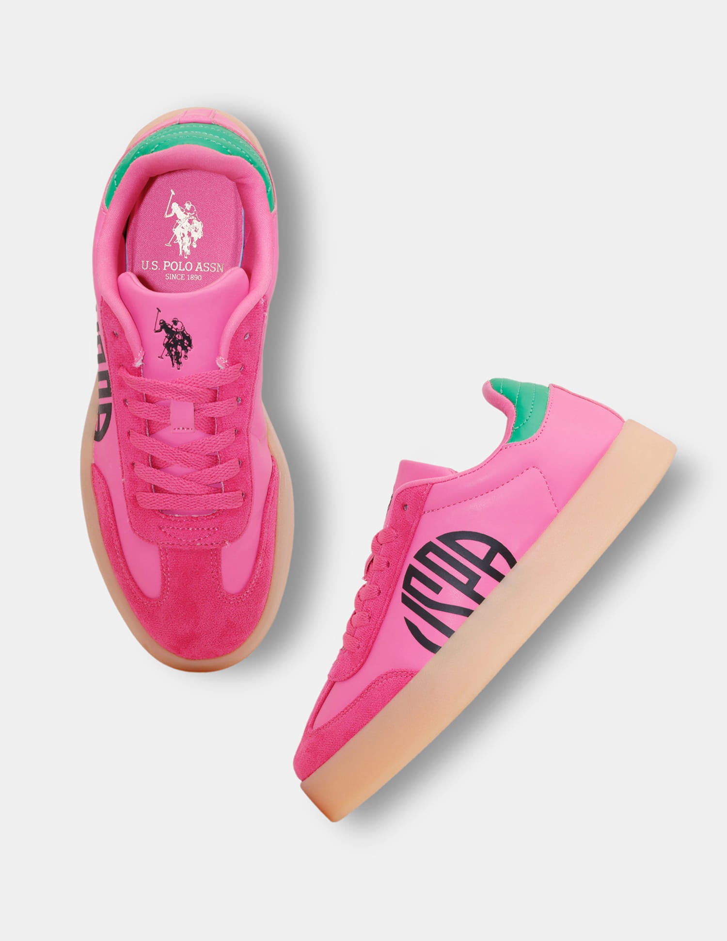 Women Sorrel Lace Ups Colourblocked Sneakers Dark Pink - U.S. Polo Assn. India | Large
