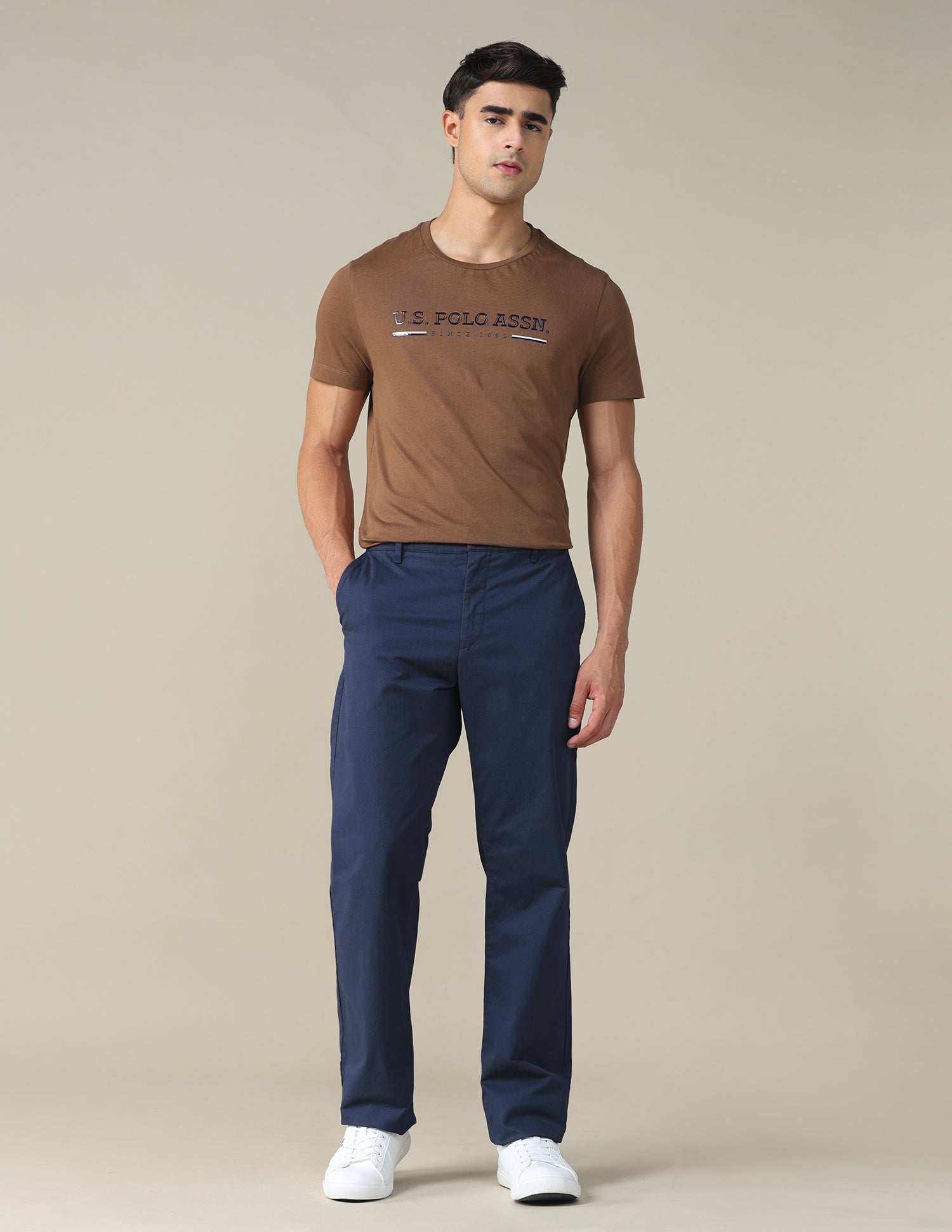 Regular Fit Solid T-shirt Brown - U.S. POLO ASSN. | Large