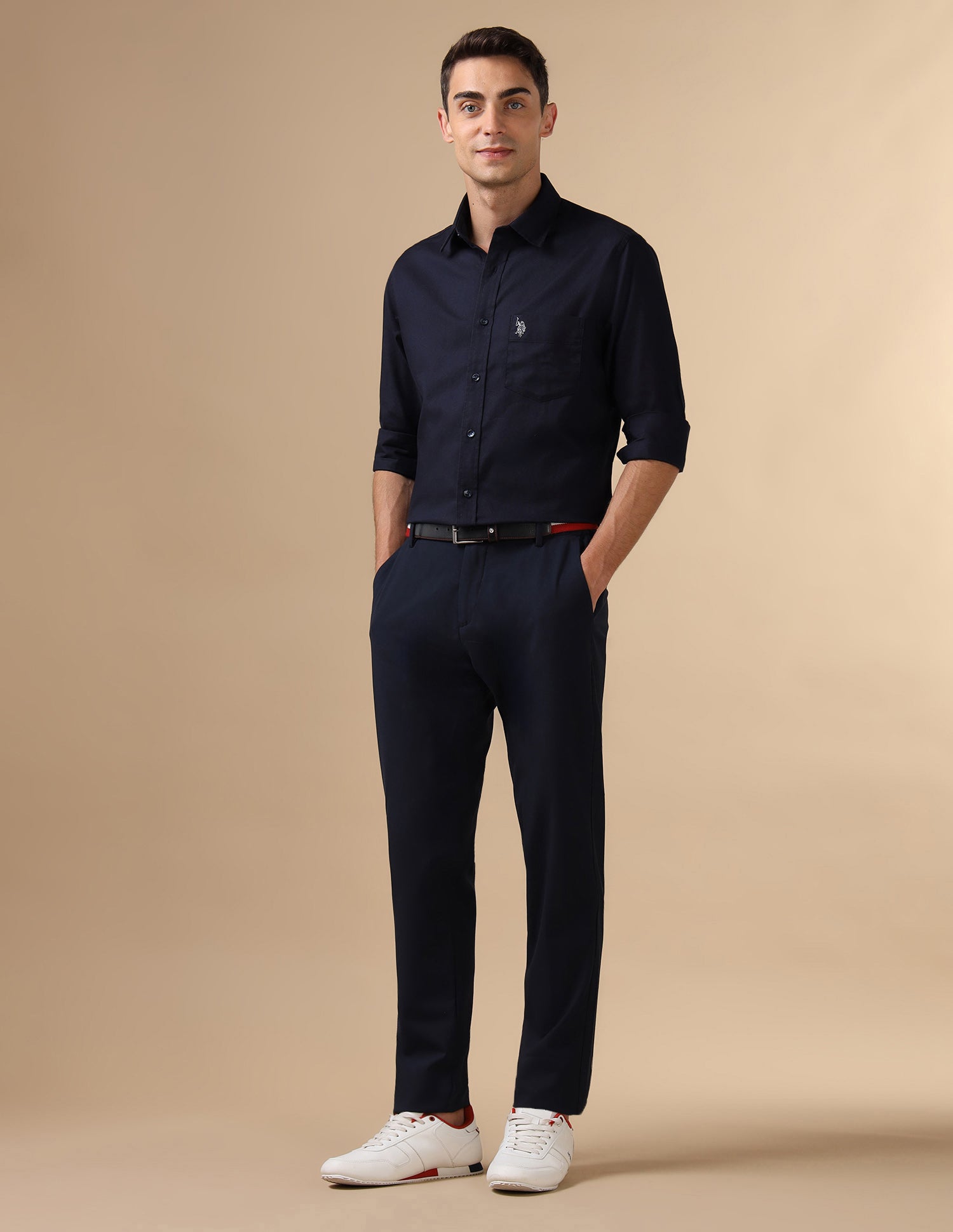 Dobby Pure Cotton Shirt Navy - U.S. POLO ASSN. | Large