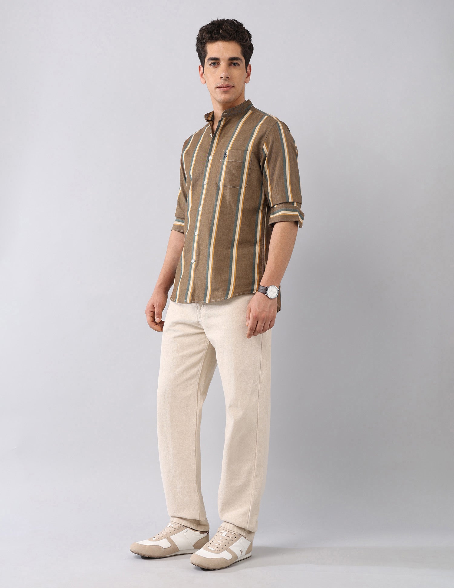 Pure Cotton Slim Fit Shirt Brown - U.S. POLO ASSN. | Large