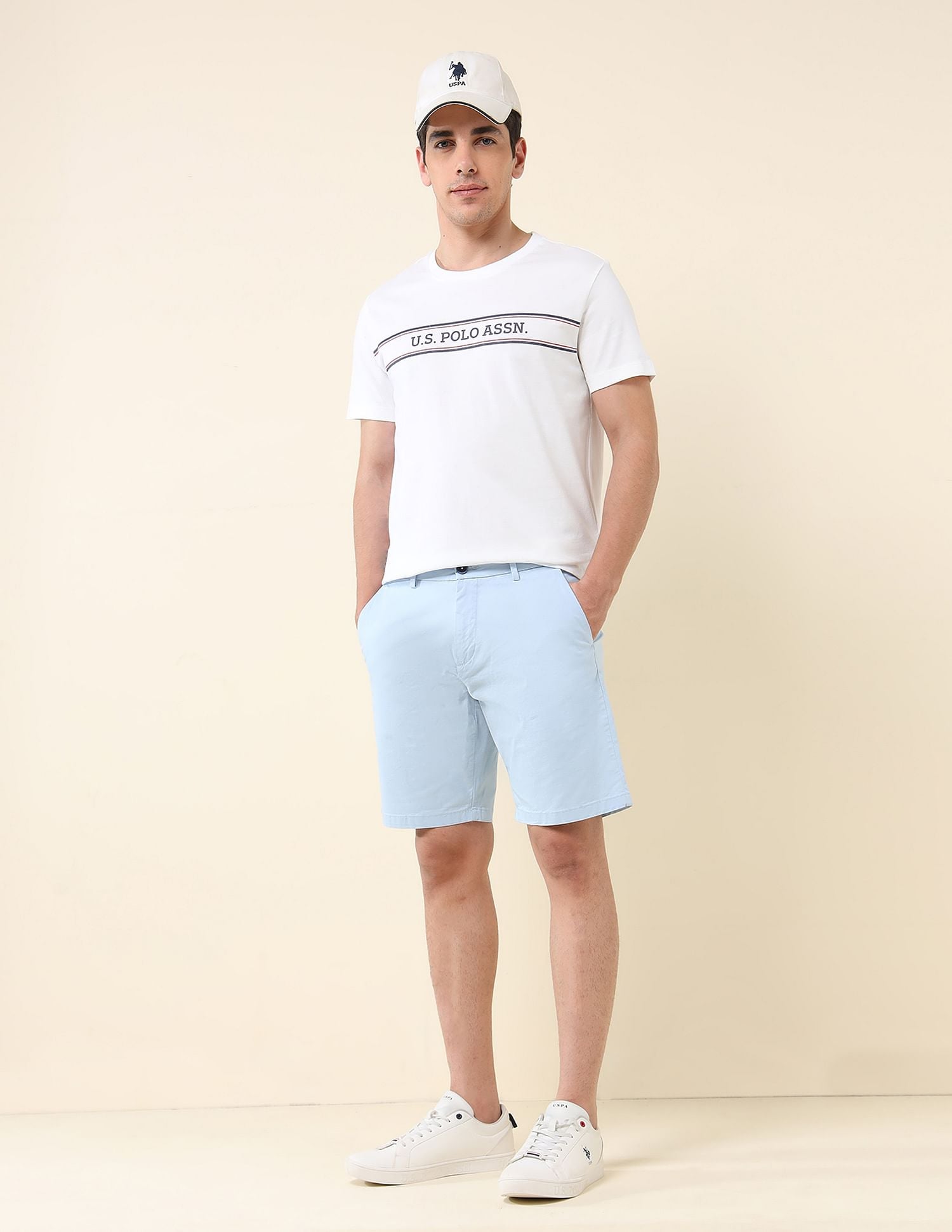 Slim Fit Brand Printed T-Shirt White - U.S. Polo Assn. India | Large