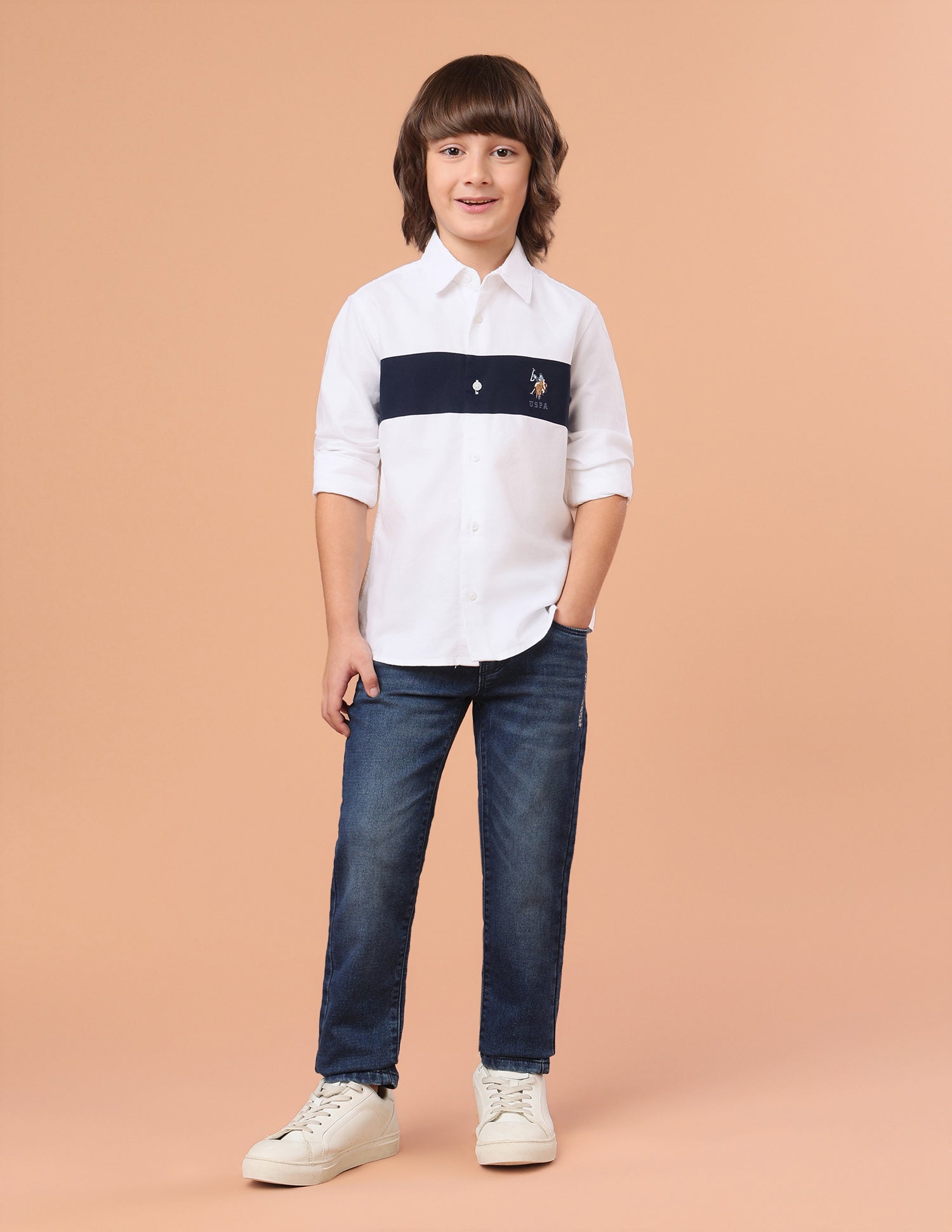 Colourblocked Twill Shirt White - U.S. Polo Assn. India | Large