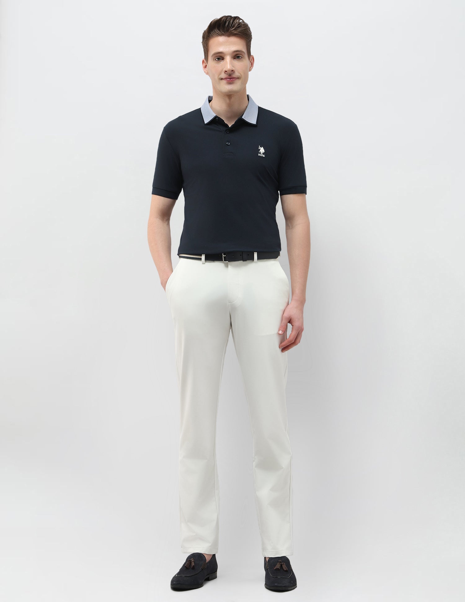 Solid Slim Fit Polo Shirt Navy - U.S. Polo Assn. India | Large