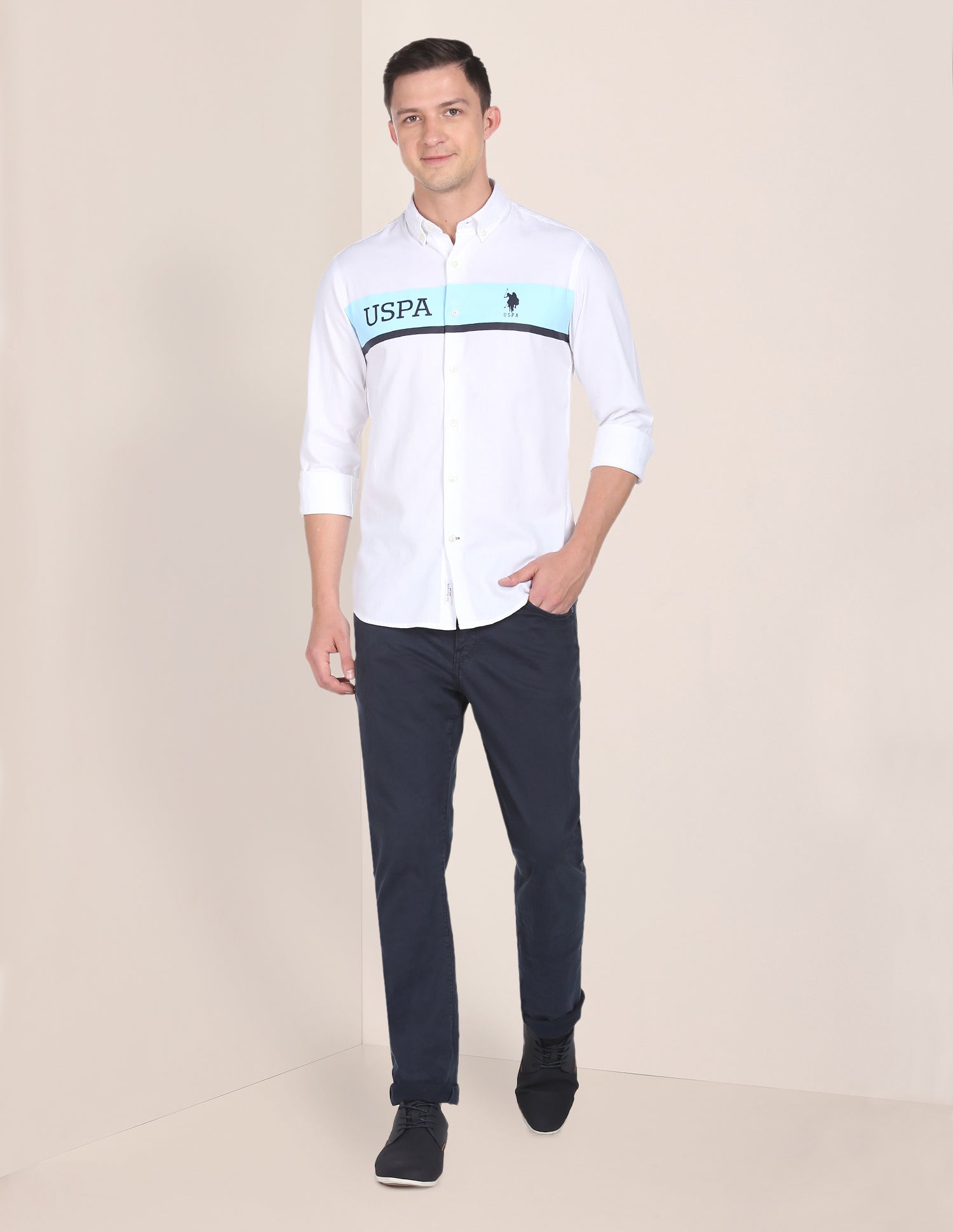 Engineered Dobby Shirt White - U.S. POLO ASSN. | Large