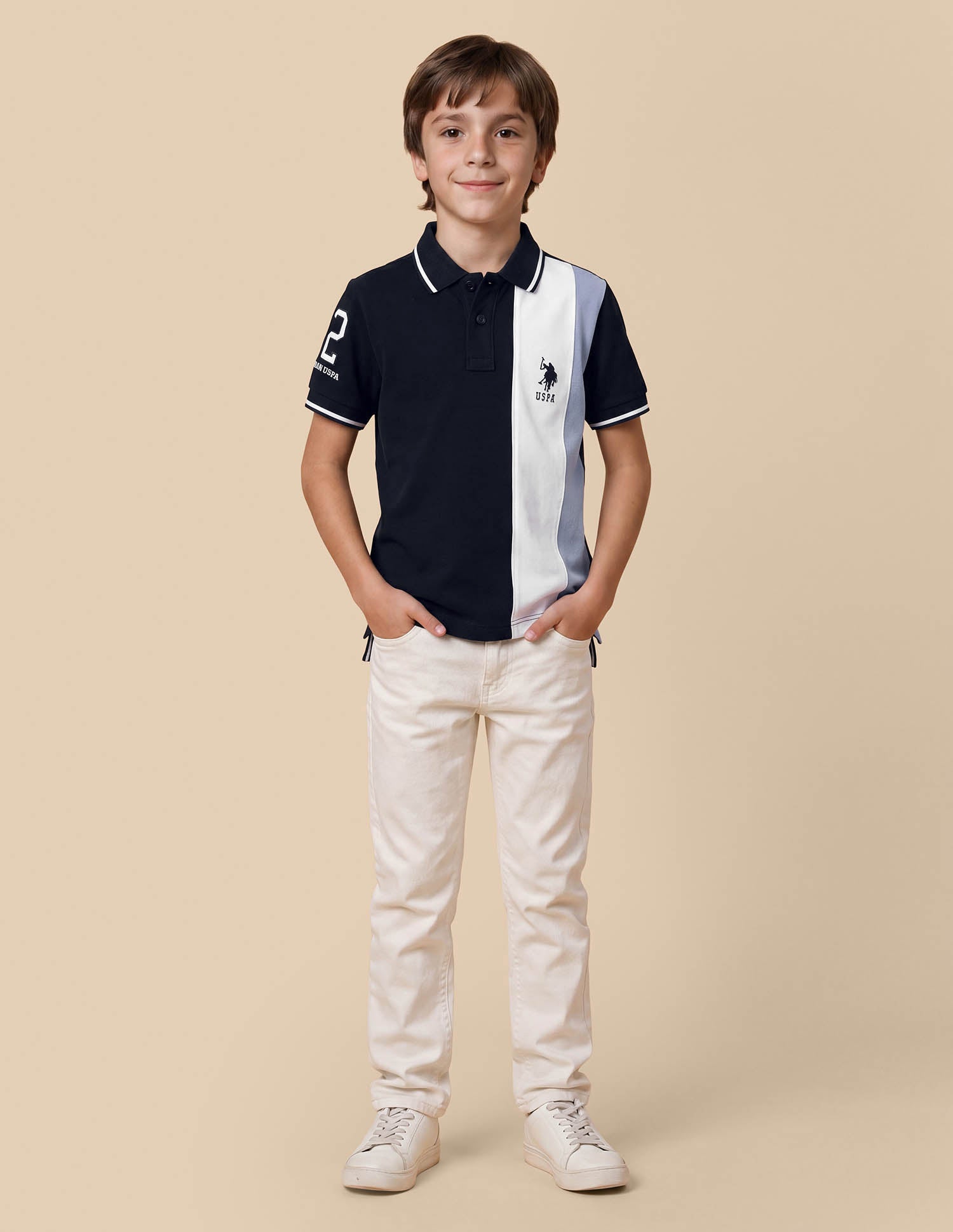 Colour Blocked Regular Fit Polo Shirt Navy - U.S. Polo Assn. India | Large