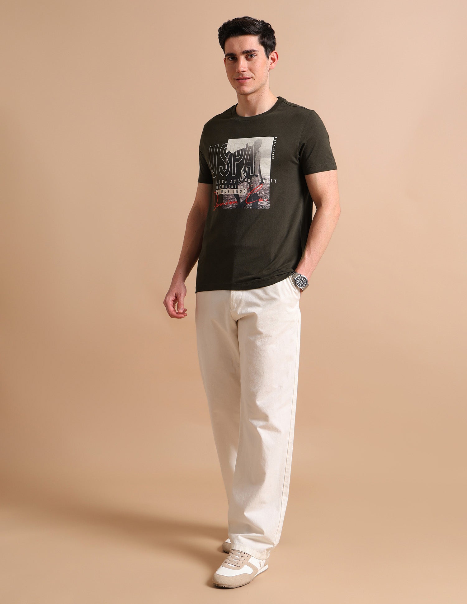 Photo Print T-Shirt Olive - U.S. POLO ASSN. | Large