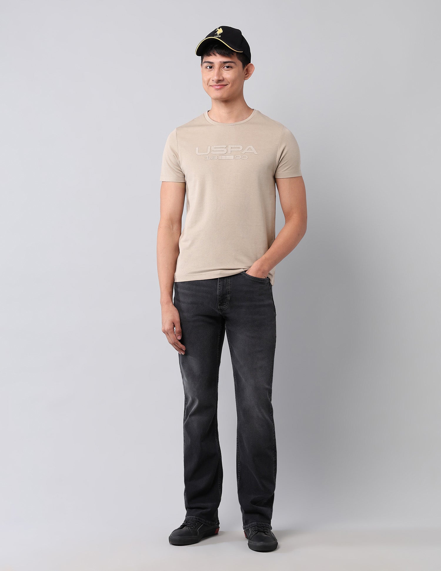 Brand Embossed Black Label T-Shirt Beige - U.S. Polo Assn. India | Large